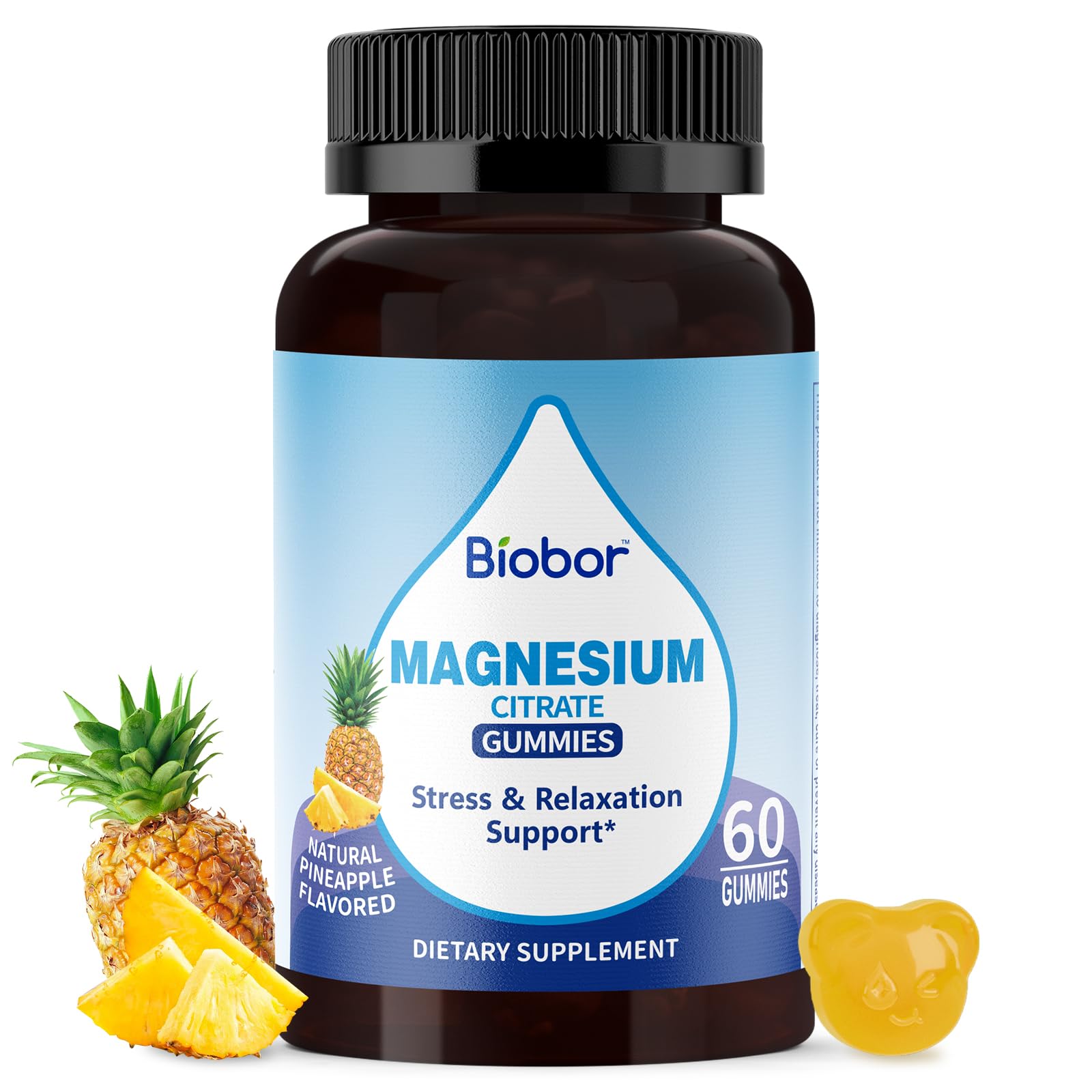 Biobor Potassium Magnesium Gummies, Magnesium Citrate & Potassium Citrate Supplements with Vitamin D3, B6 for Electrolyte Balance, Muscle, Leg Cramps, GMO Free Gluten Free (Pineapple,60 Count) Biobor buy supplements canada