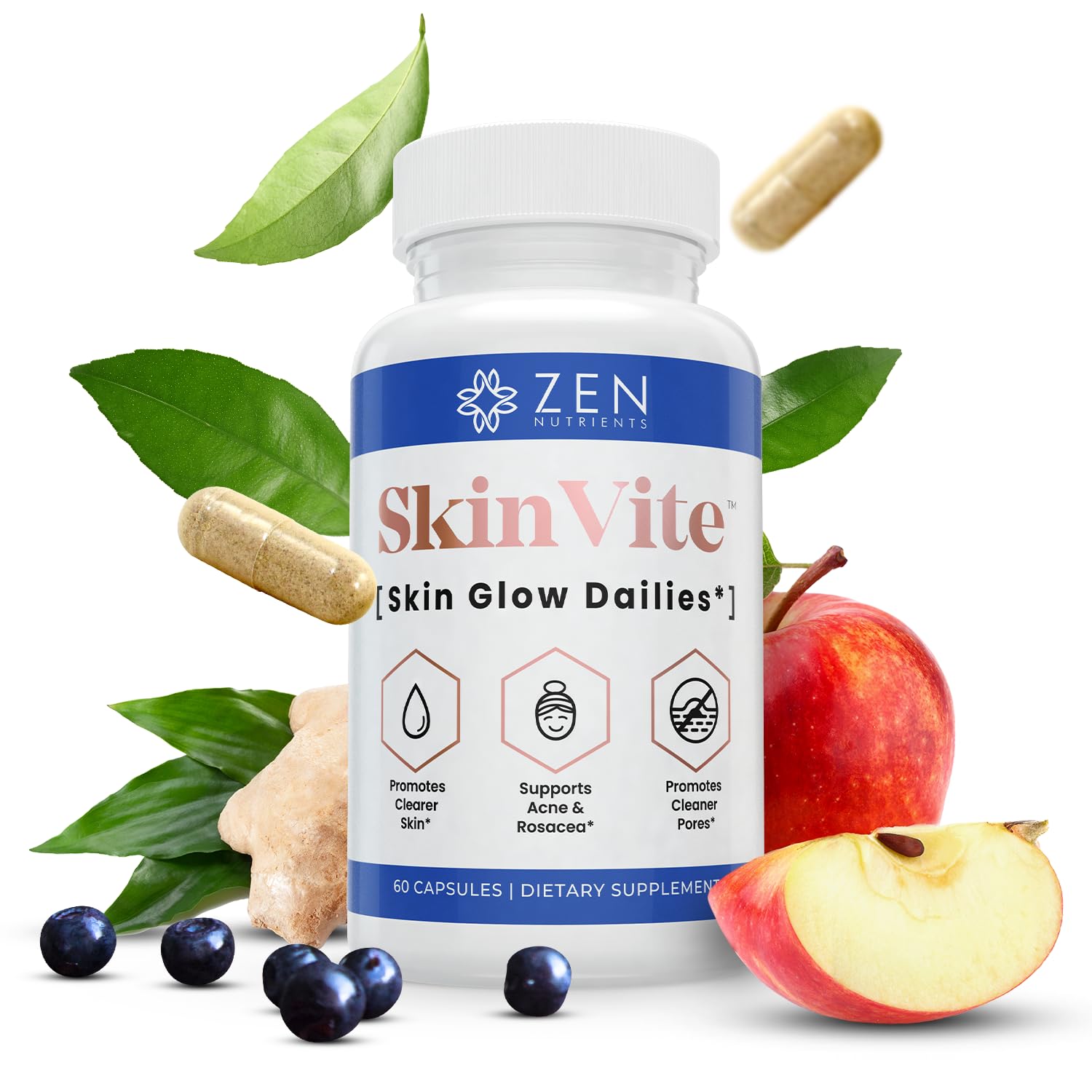 Zen Nutrients SkinVite Natural Skin Supplement for Women, Men & Teens - Hormonal Breakouts & Clear Skin Support Supplement - Detoxifying Vitamin for Acne and Digestion Support Zen Nutrients buy supplements canada