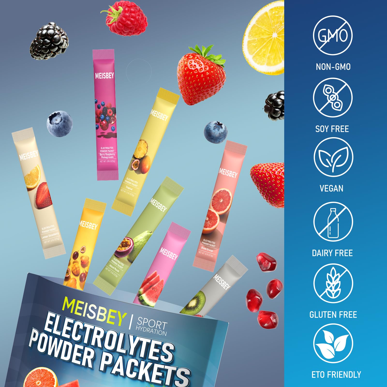 Meisbey Electrolyte Powder Packets – 32 Sticks Sugar Free Hydration Packets, Liquid Daily IV Electrolyte Hydration Powdered Drink Mix with Vitamins & Minerals, Keto Friendly, Vegan, Non-GMO Meisbey buy supplements canada