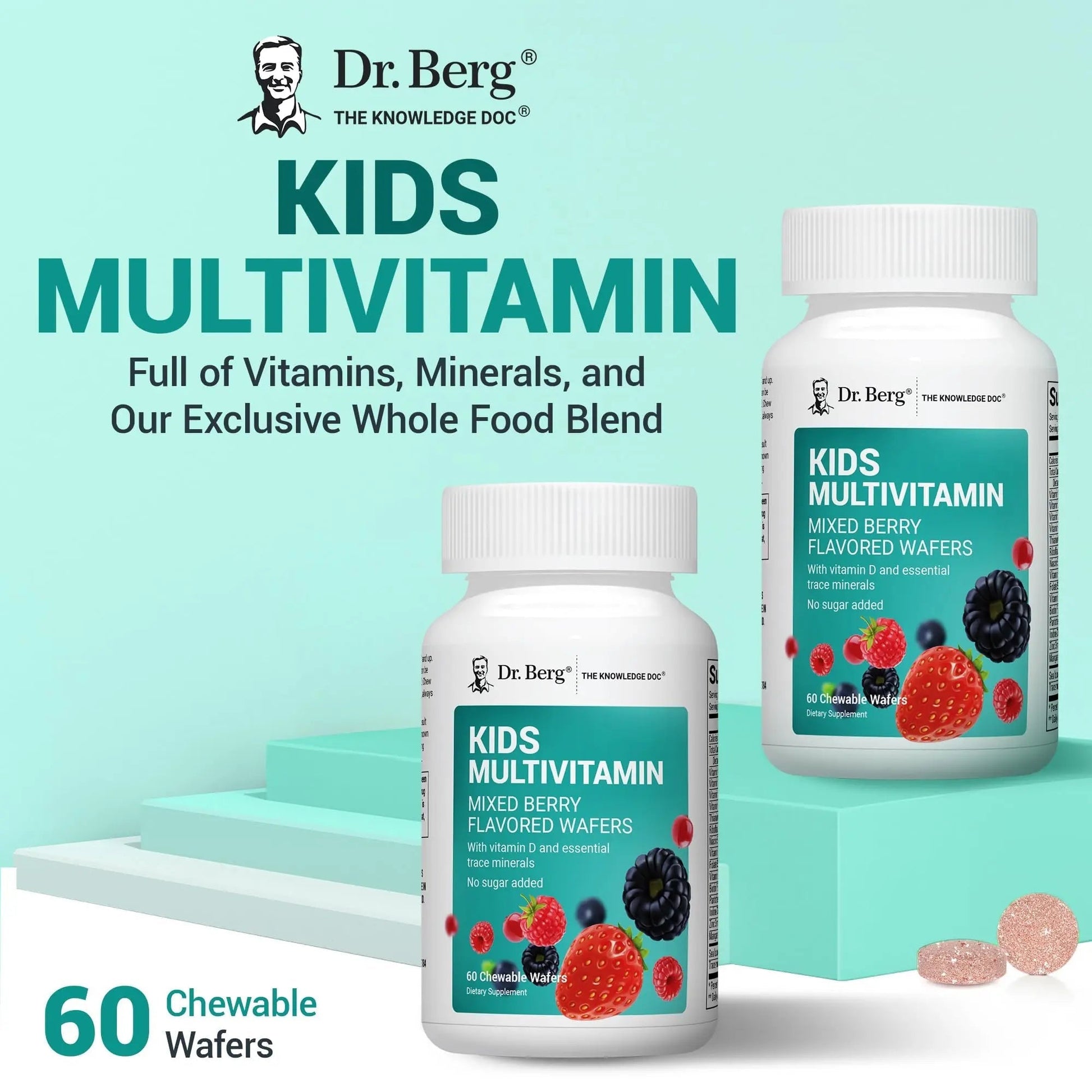 Dr. Berg Kids Chewable Multivitamins (NOT Sweetened w/Sugar) - Daily Multivitamin for Kids That Includes 20 Nutrients & Trace Mineral Complex Dr. Berg Nutritionals buy supplements canada