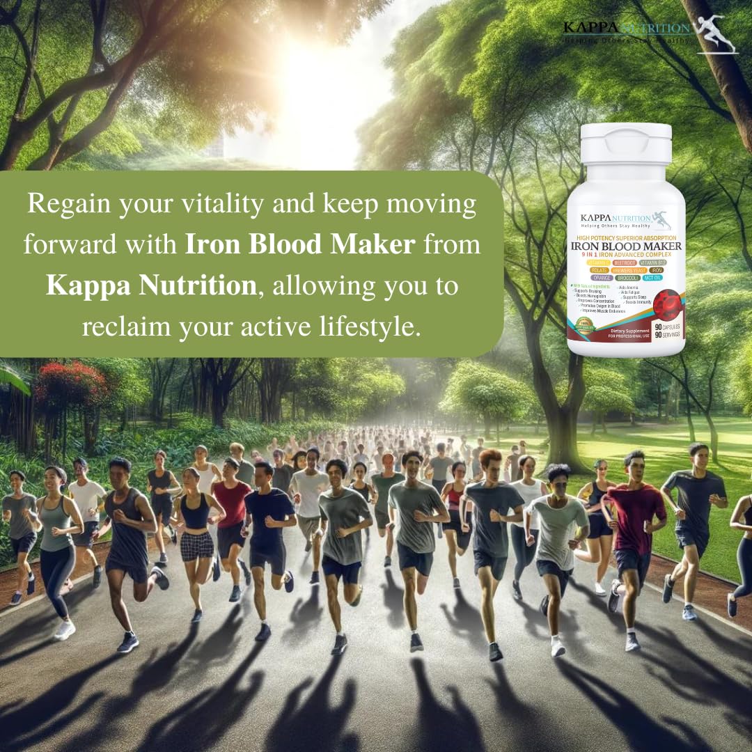 KAPPA NUTRITION Iron 26mg, Vitamin C & Orange 150mg, Folate 667mcg DFE, Vitamin B12, Beetroot, Brewers Yeast, Broccoli & MCT Oil 9 in 1 Advanced Complex (90 Capsules) KAPPA NUTRITION buy supplements canada