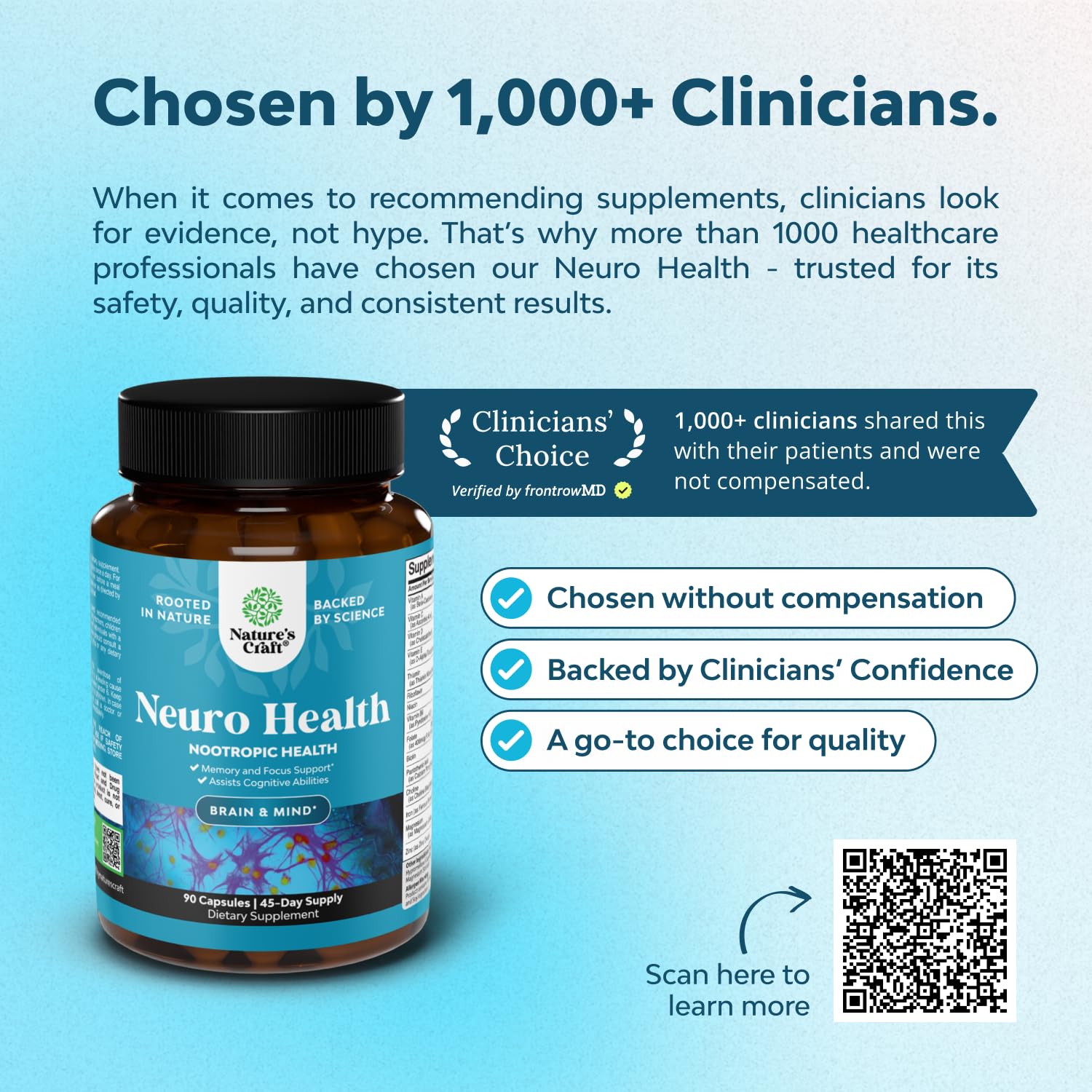 Nootropic Brain Supplement for Memory and Focus Support - Vitamins for Mental Support & Clarity with Bacopa Monnieri, VIT A, B6, Riboflavin, Niacin Natures Craft buy supplements canada