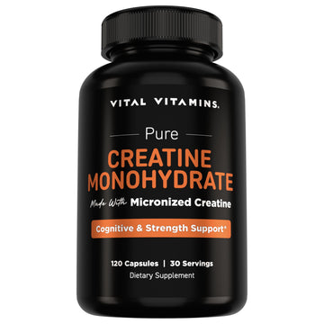 Vital Vitamins Creatine Monohydrate Pills for Women & Men - Micronized Creatine Capsules - Cognitive, Strength, Recovery Support - 3g (3000mg) per Serving - Vegan, Non-GMO, 120 Count Vital Vitamins buy supplements canada