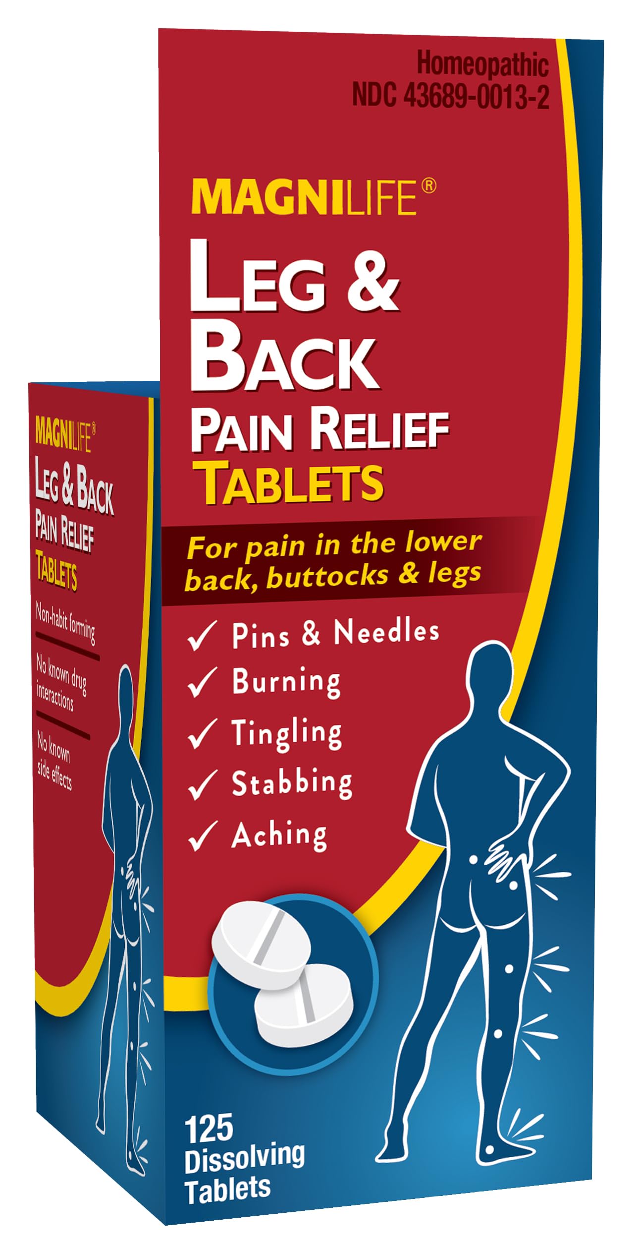 MagniLife Leg & Back Pain Relief Tablets,125 Ct, Fast-Acting Pain Relief Naturally Soothes Burning, Tingling & Stabbing Aches, Symptomatic or Preventative, Non-Habit Forming Quick-Dissolve Tablets MagniLife buy supplements canada