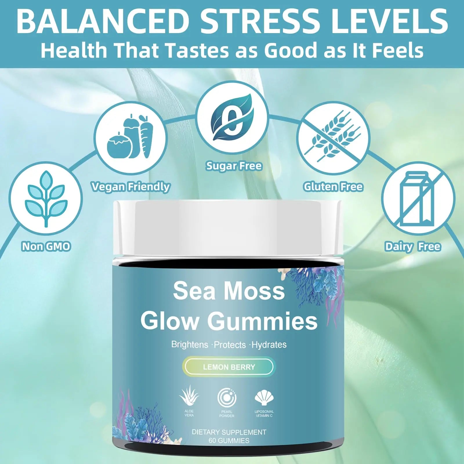 HICFRWE Sea Moss Glow Gummies - Hair Gummies with Vitamin C, Vitamin E, Aloe Vera, Pearl Powder Supports Faster Hair Growth HICFRWE buy supplements canada