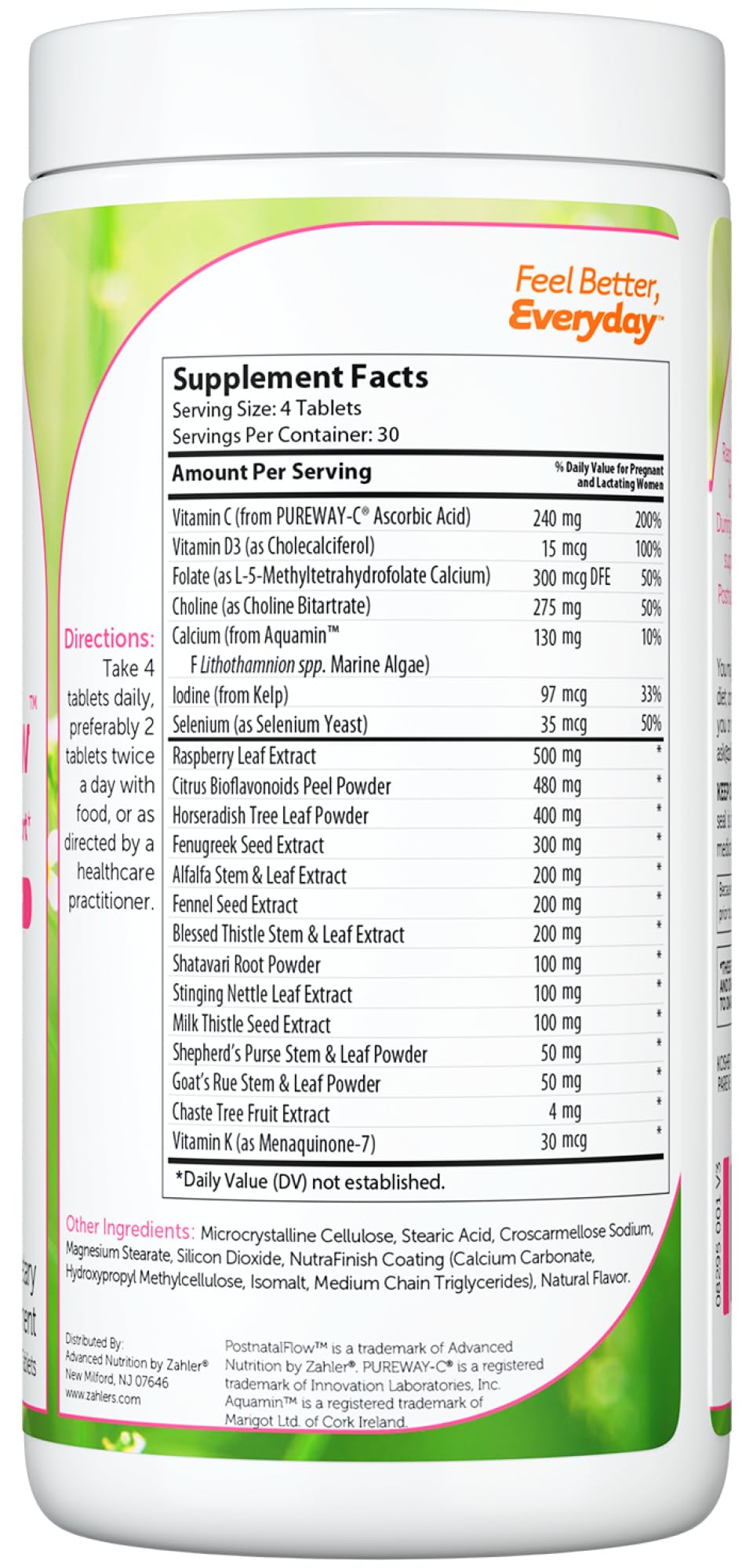 Zahler Postnatal Flow for Advanced Lactation Support, Breastfeeding + Postnatal Support, 120 Tablets. Zahler buy supplements canada