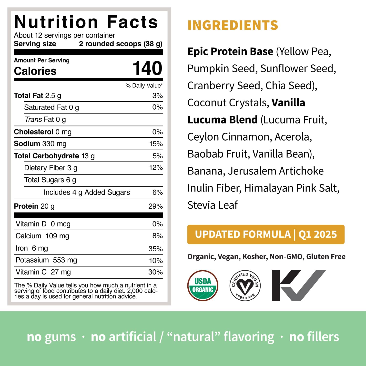 Sprout Living Epic Protein, Plant Based Protein & Superfoods Powder, Vanilla Lucuma Powder | 20 Grams Organic Protein Powder, Vegan, Non Dairy, Non-GMO, Gluten Free, Low Sugar (1 Pound, 12 Servings) Sprout Living buy supplements canada