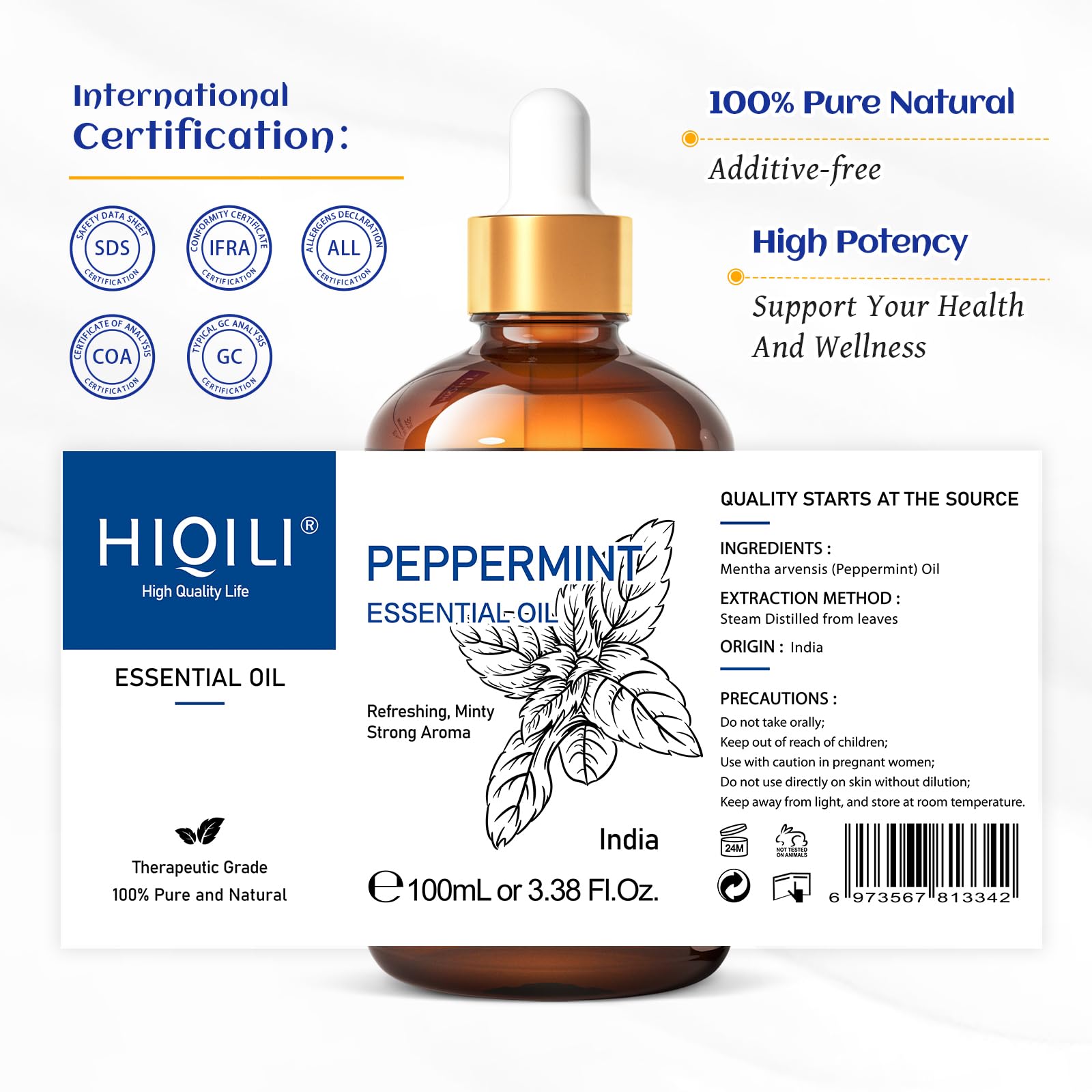 HIQILI Peppermint Essential Oil, 100% Pure Natural for Diffuser, Hair, Massage, Add to Spray HIQILI buy supplements canada