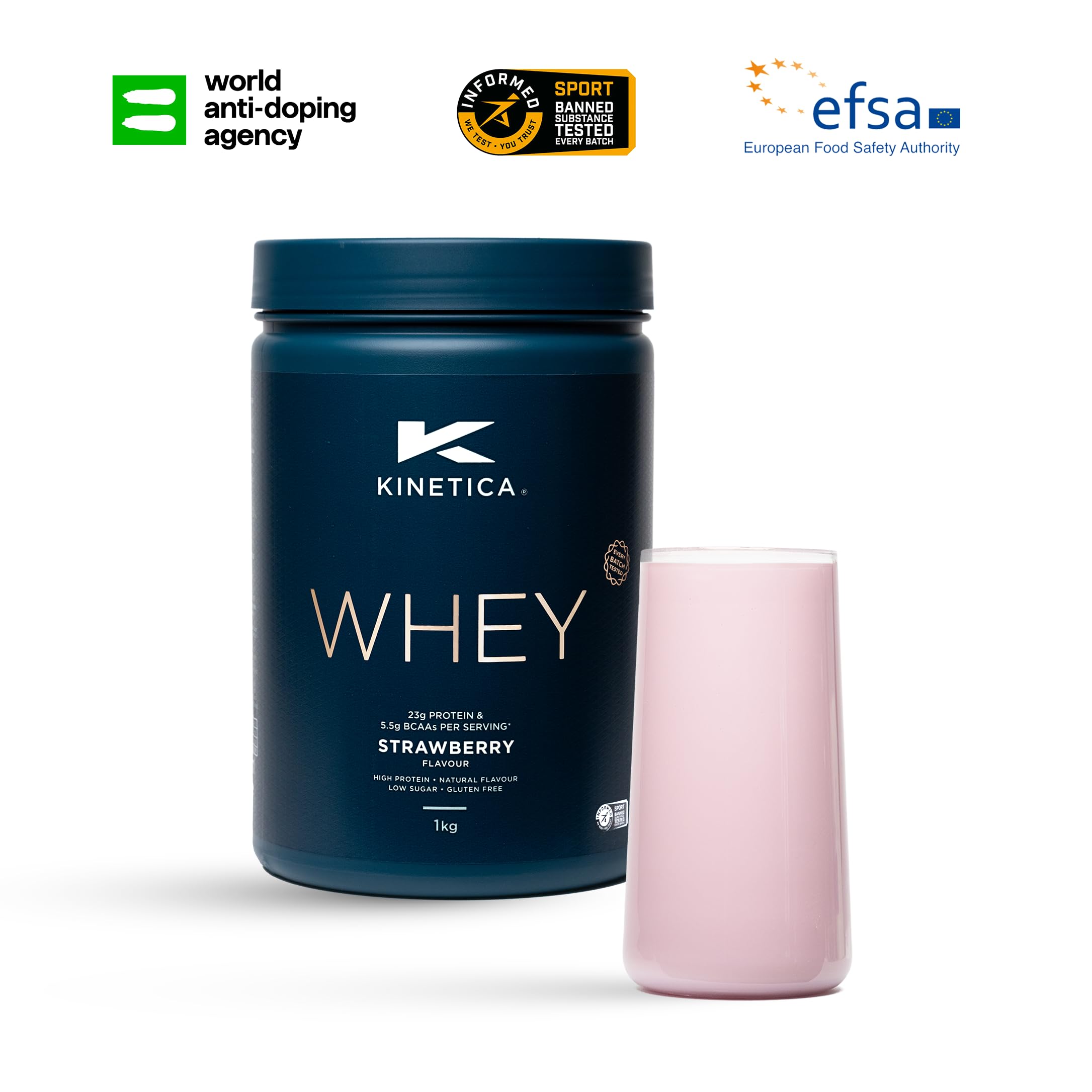 Kinetica Premium Whey Protein Powder | Grass Fed | Strawberry | 1kg | 33 Servings Kinetica buy supplements canada