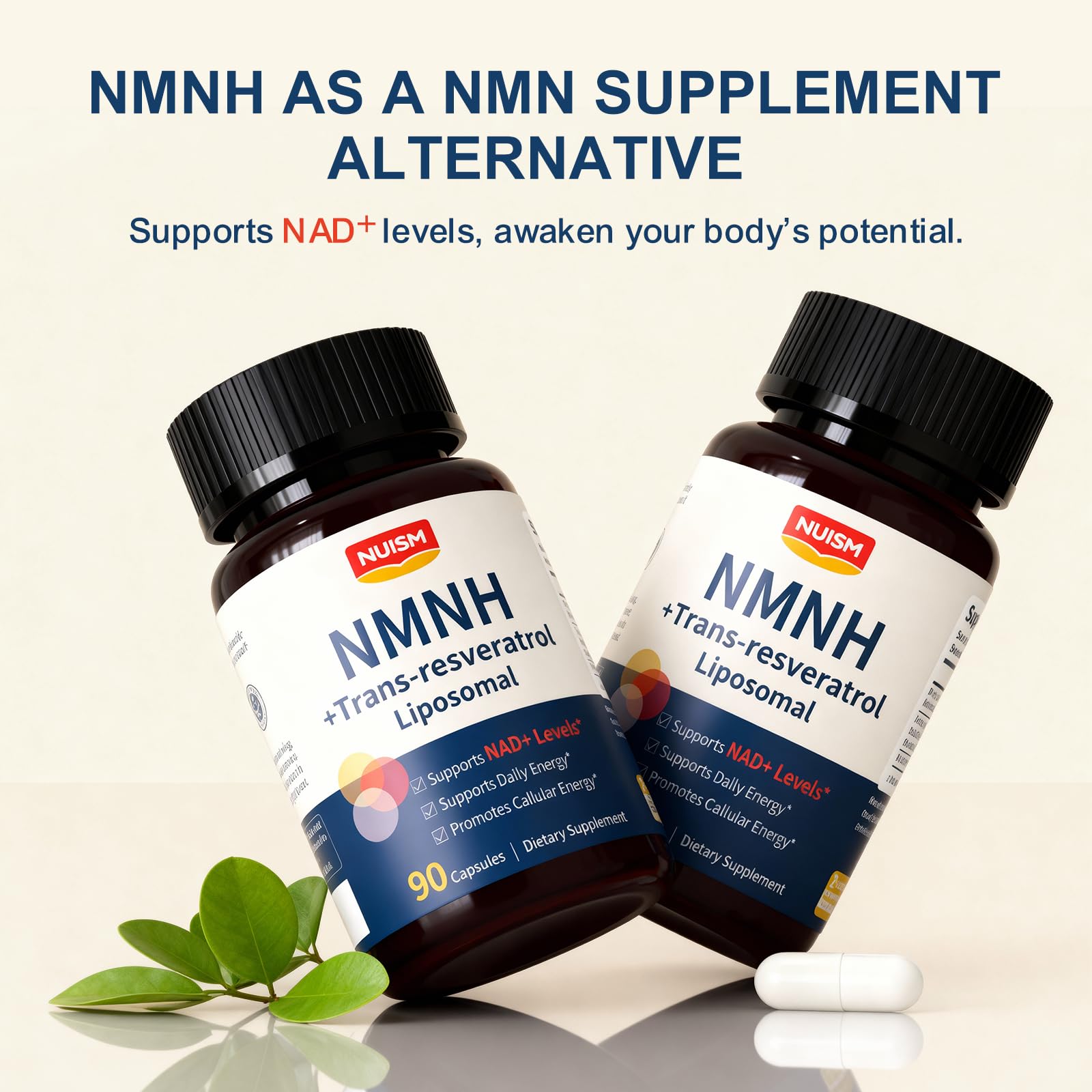 NUISM NMNH NAD+ Supplement, Liposomal 600mg NMN NAD+ and Resveratrol Complex for Cellular Energy, Healthy Aging & Metabolic Support, 90 Capsules NUISM buy supplements canada