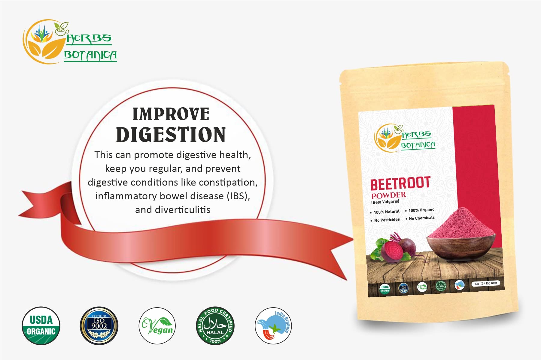 Herbs Botanica Beetroot Powder Organic for Baking and Smoothies | Nitric Oxide Suppement Herbs Botanica buy supplements canada
