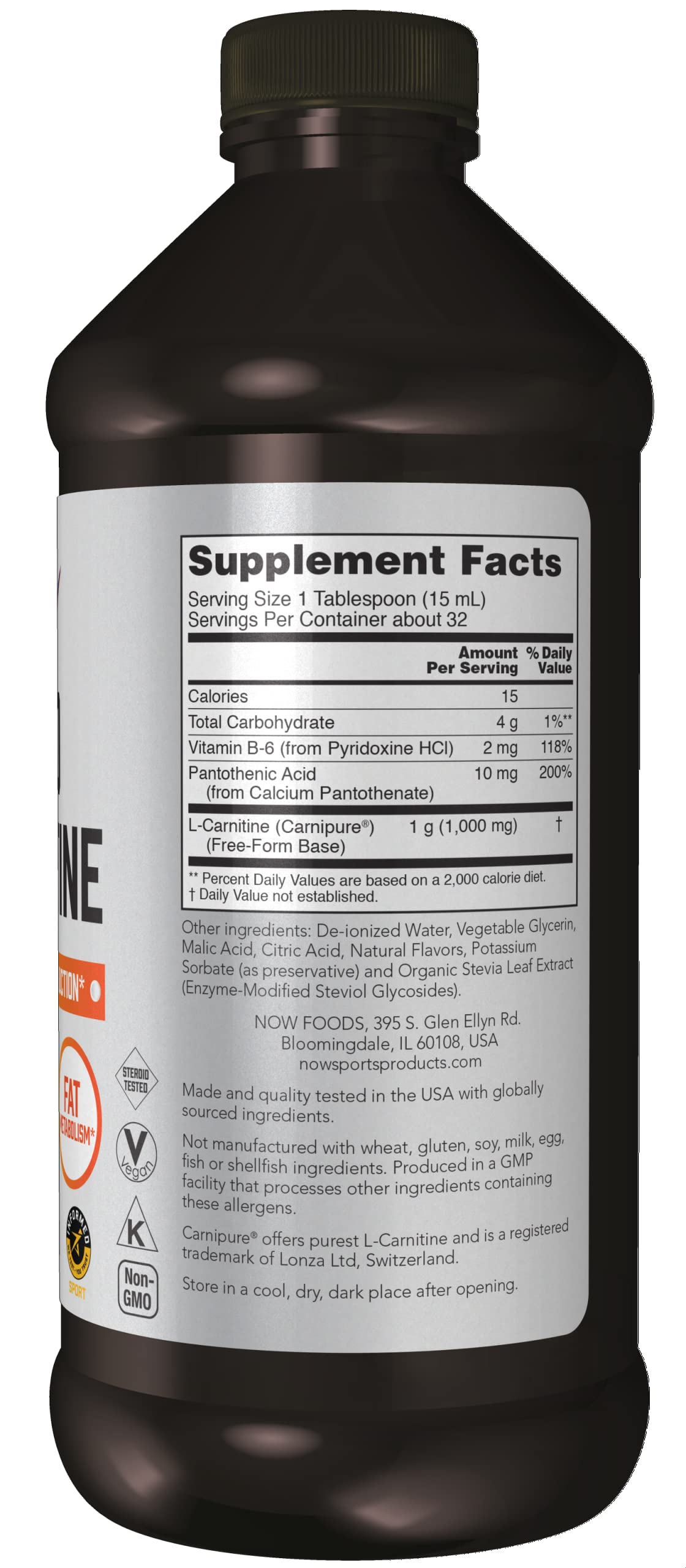 NOW Sports Nutrition, L-Carnitine Liquid 1,000 mg, Highly Absorbable, Tropical Punch NOW buy supplements canada