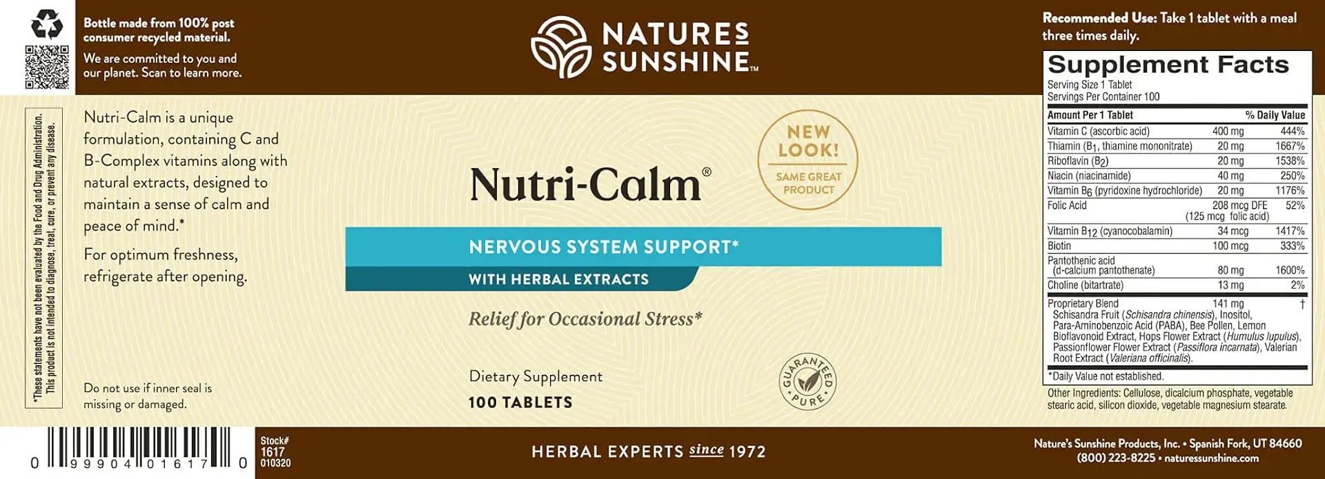 Nature's Sunshine Nutri-Calm- Herbal Stress Relief Supplement for Natural Relief, Mood Support and Boost, Nervous System Support - 100 Count Nature's Sunshine buy supplements canada