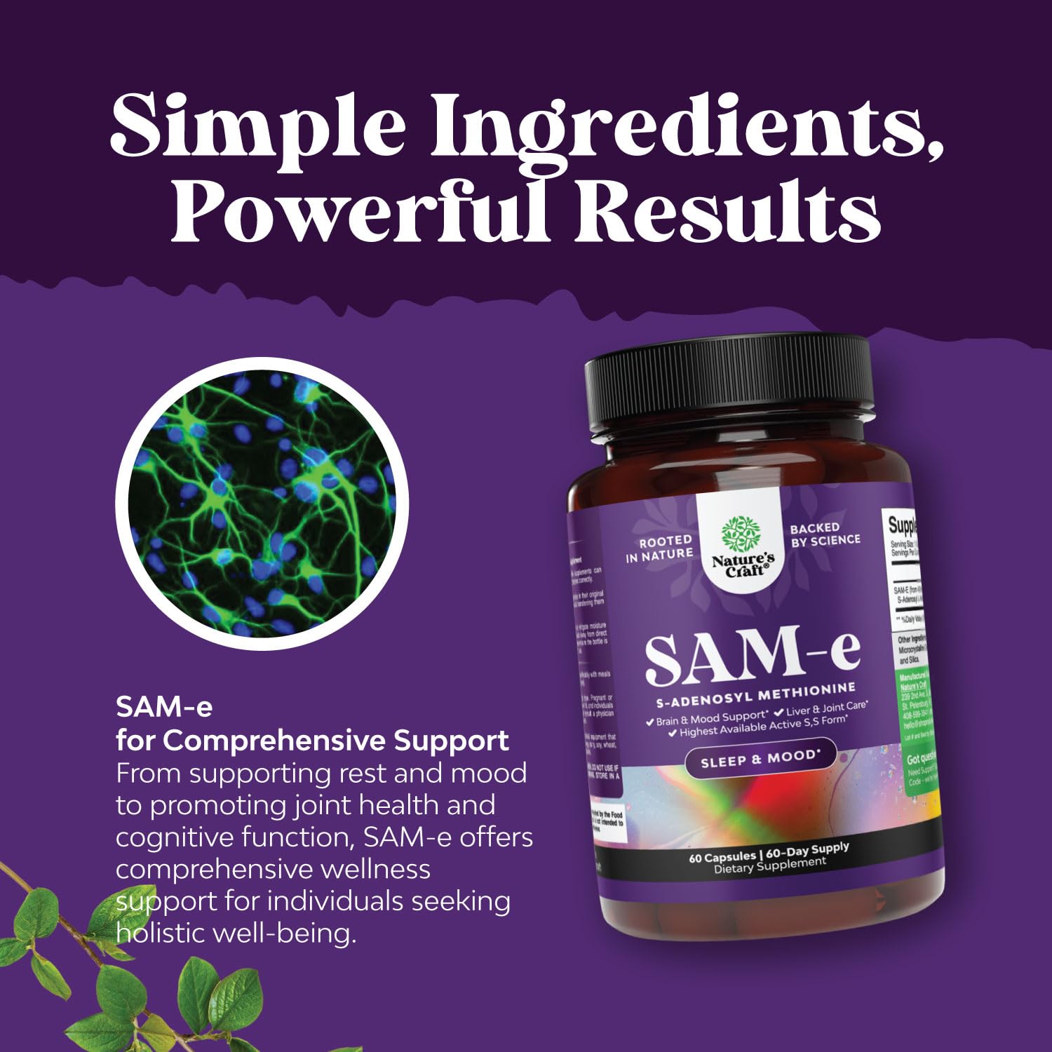 Sam-E 200mg Mood Support Supplement - S-Adenosyl Methionine Sam-E Supplement for Natural Relaxing Mood Boost Brain Support and Liver Detox Cleanse - Vegan Non-GMO and Gluten Free - 60 Count Natures Craft buy supplements canada