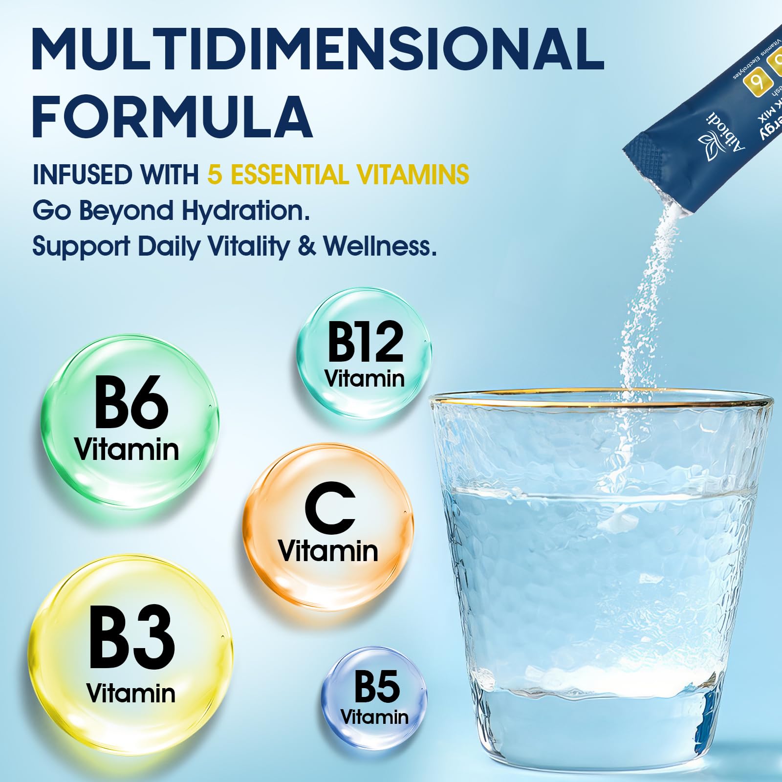 Aibiodi Electrolytes Powder Packets - Sugar Free & Zero Calorie Liquid Daily IV Drink Mix - Instant Hydration & Energy Supplement with 6 Electrolytes and 5 Vitamins Aibiodi buy supplements canada