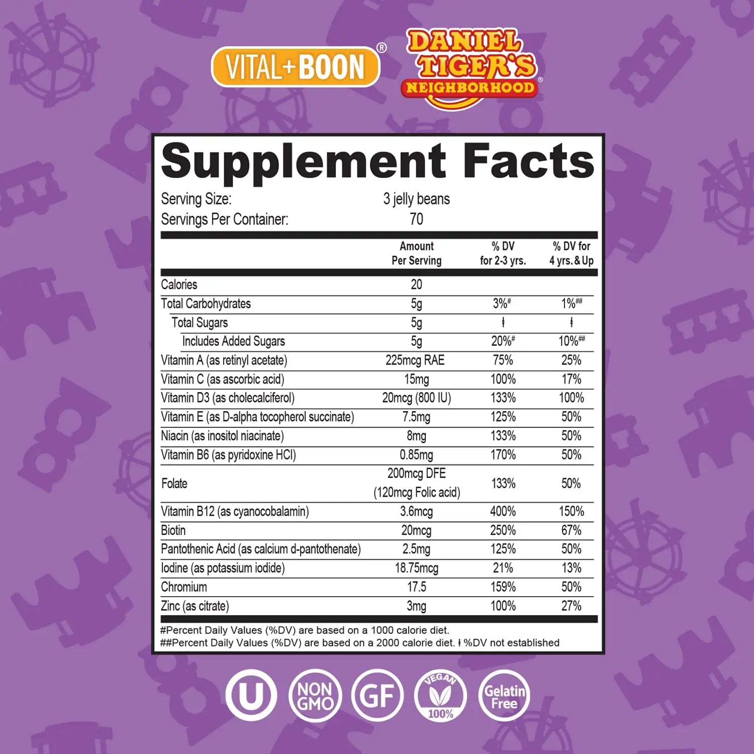 Daniel Tiger - Kids Multivitamin Jellybeans (210 Jellybean Bottle) Toddler 2+ & Kids Vitamins - 13 Essential Vitamins & Minerals to Support Bone Health Vital+Boon buy supplements canada