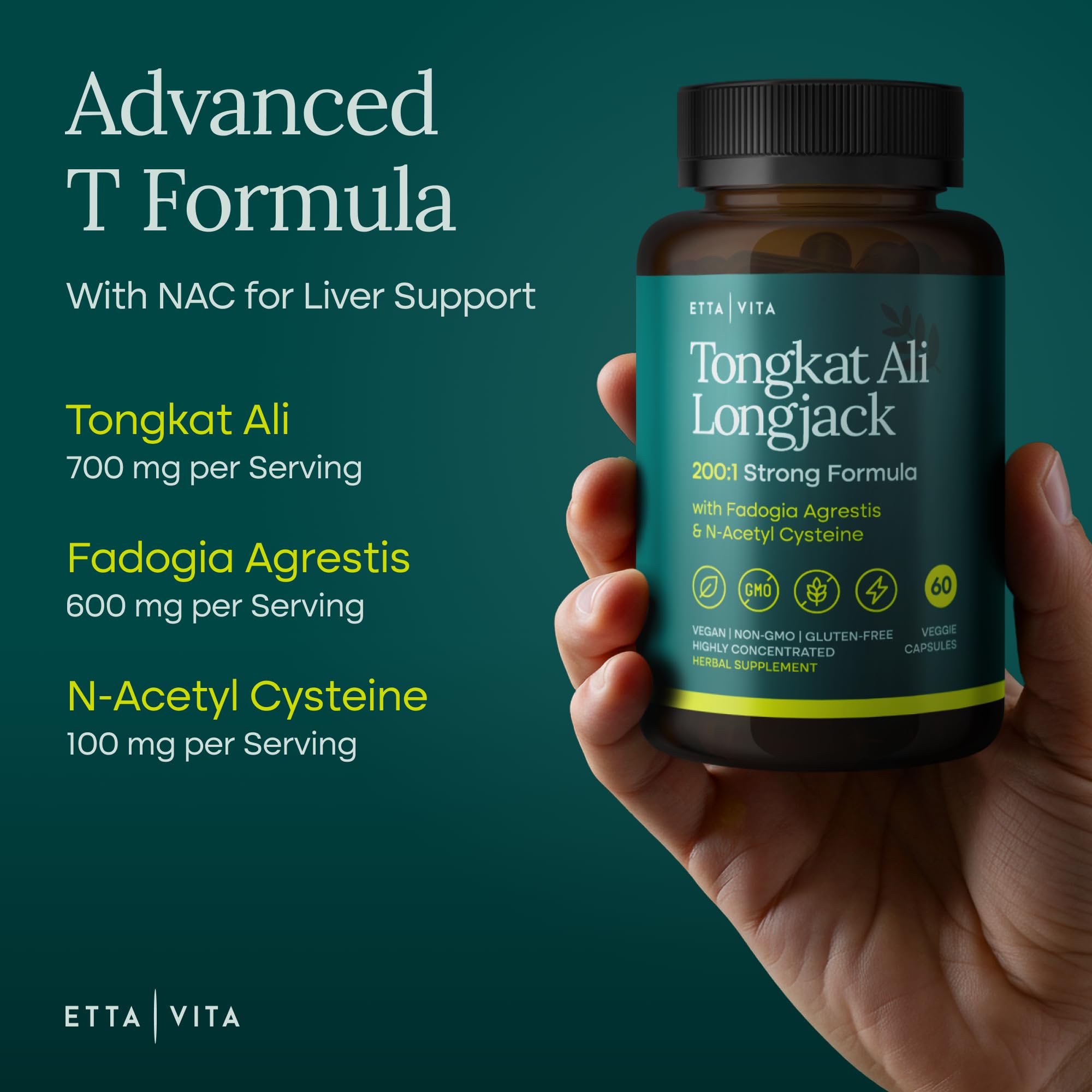 Potent Longjack - Tongkat Ali & Fadogia Agrestis Supplement for Men & Womens Energy, T Support, Lean Muscle Growth & Recovery, Hormonal Balance, Pre-Workout with Vegan NAC Liver Detox & Cleanse Etta Vita buy supplements canada