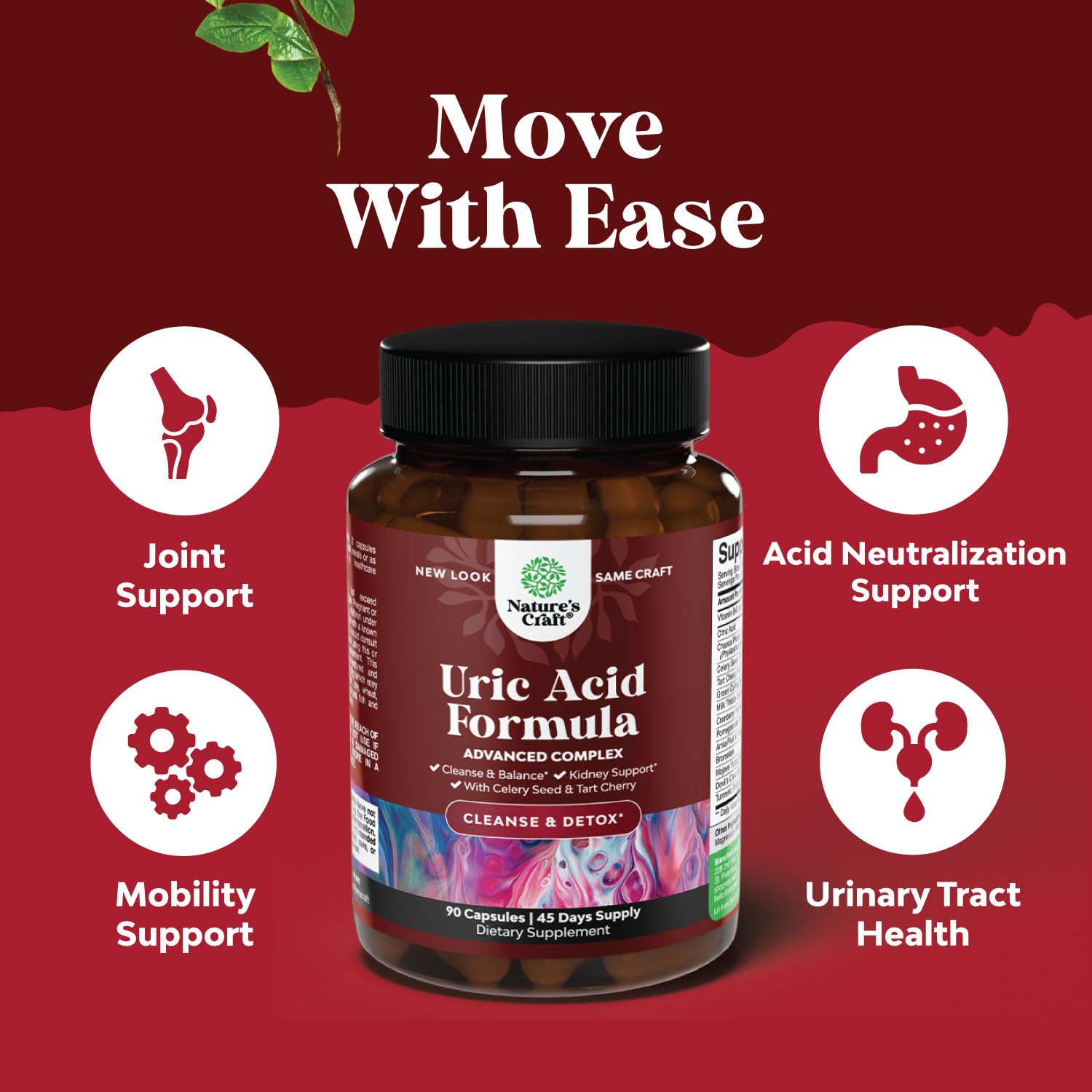 Tart Cherry Capsules for Joint Support and Kidney Cleanse - Daily Uric Acid Detox and Cleanse Natures Craft buy supplements canada