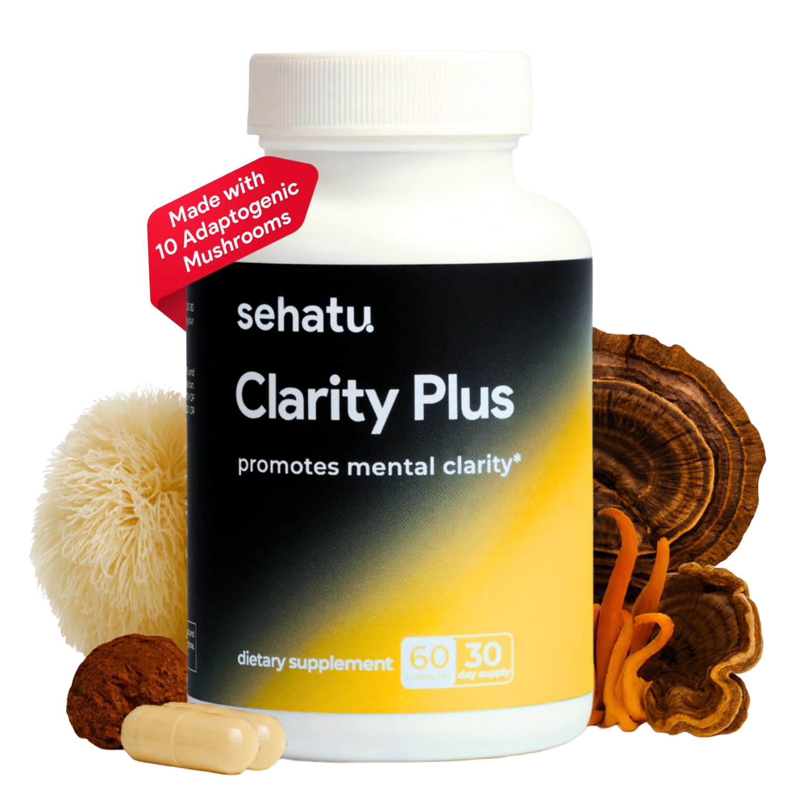 SEHATU Clarity Plus Cognitive Wellness Supplement | Packed with 10 Powerful Adaptogenic Mushrooms | Clear Brain Fog and Support Mental Clarity | 60 Count | 30 Day Supply SEHATU buy supplements canada