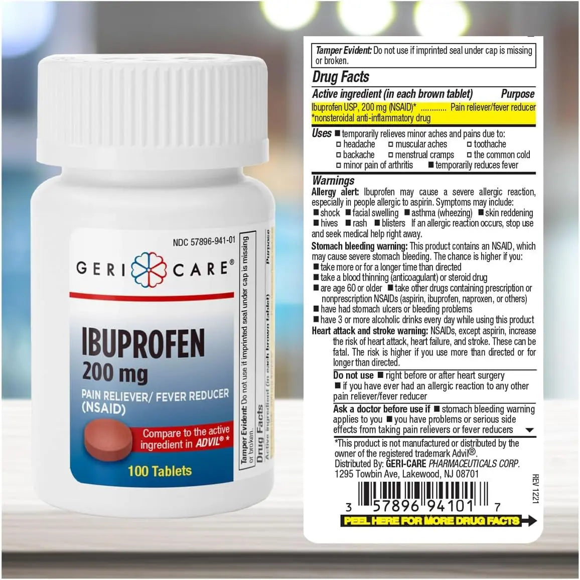 Geri Care IBUPROFEN Pain Relief Tablets (100 Count) GeriCare buy supplements canada