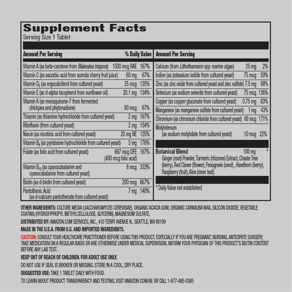 Amazon Elements Men's and Women's One Daily Multivitamins, Vegan, 65 Tablets, 2 month supply Amazon Elements buy supplements canada