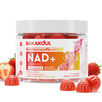BAKAKOUL NAD Gummies, NAD Supplement - Liposomal Nicotinamide Riboside, Resveratrol, Quercetin, NAD Nicotinamide Riboside Resveratrol 900mg, NAD+ Supplement for Men and Women, 60 Gummies 1 Pack BAKAKOUL buy supplements canada