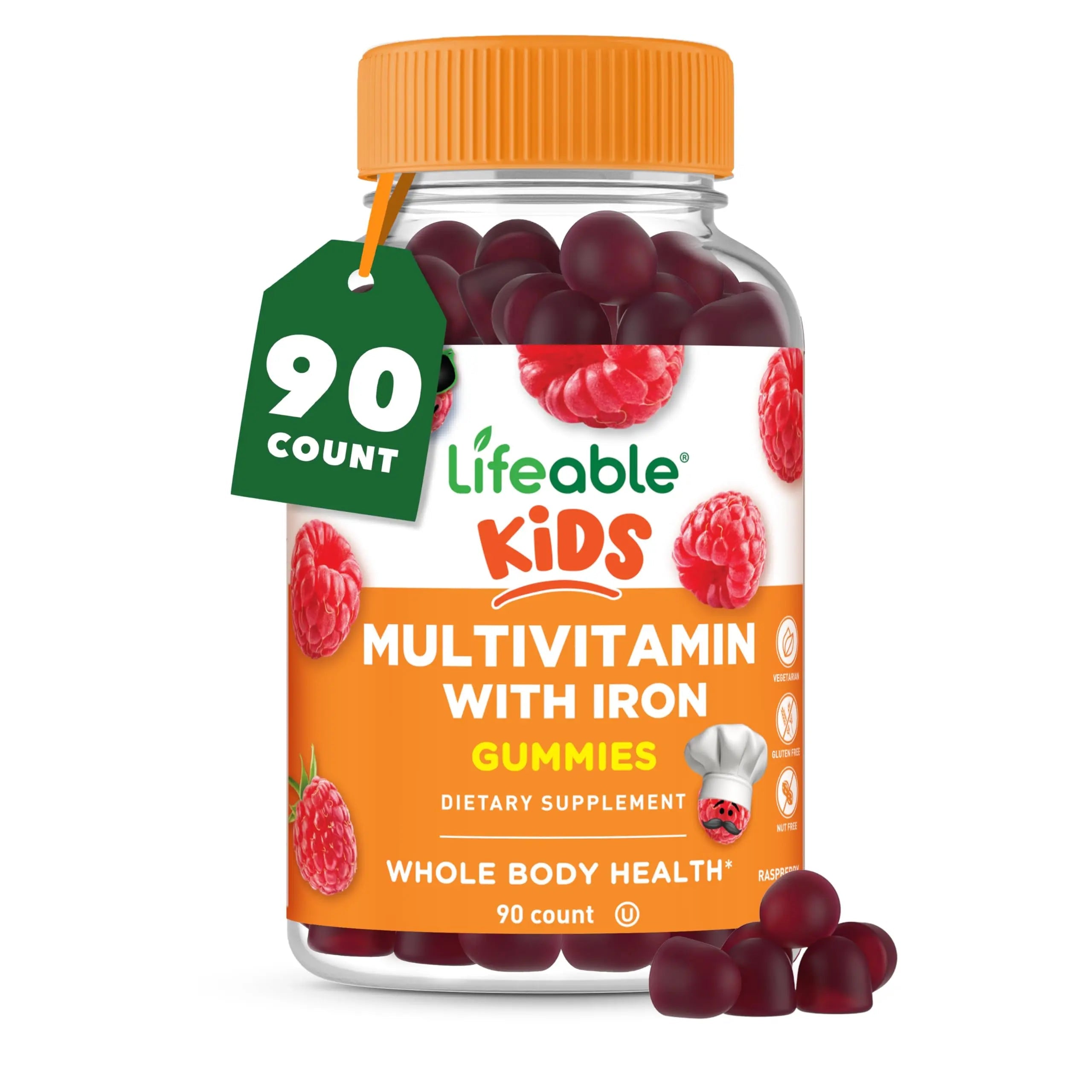 Lifeable Kids Multivitamin with Iron Gummies | Great Tasting Vitamins for Kids | Vegetarian Non-GMO Childrens Multivitamin | 90 Gummies Lifeable buy supplements canada