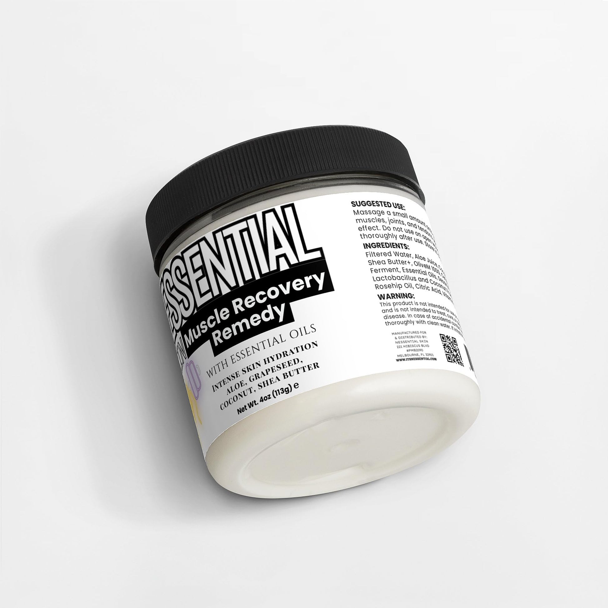Nessential Skin Muscle Recovery Remedy with Essential Oils, Intense Hydration Cream, Natural Ingredients, Aloe, Grapeseed, Coconut, Shea Butter, 4 oz Nessential Skin buy supplements canada