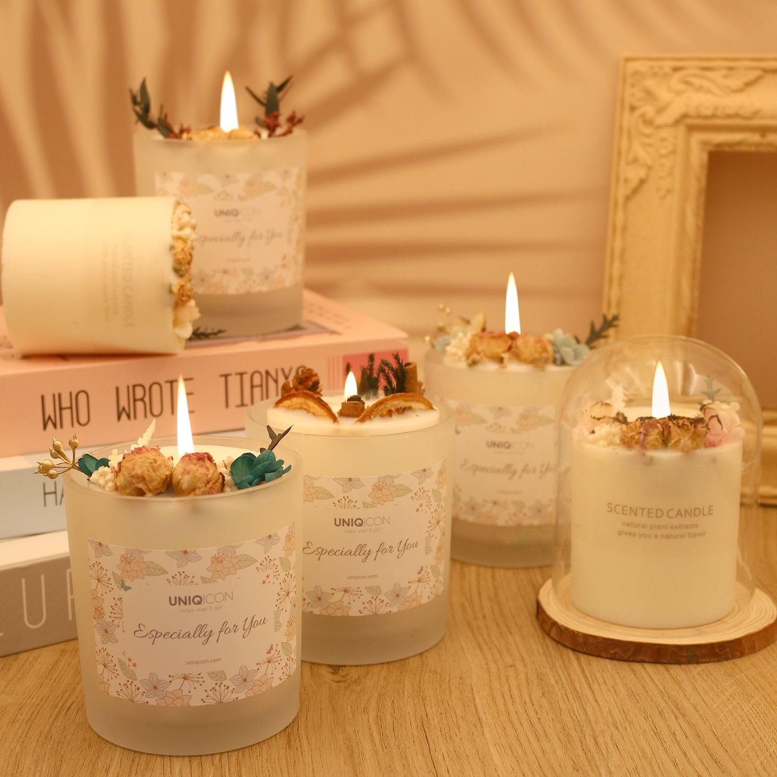 Natural Soy Scented Pillar Candles with Glass, Classic 10 oz Luxury Non Toxic White Bathroom Candle uniqicon buy supplements canada