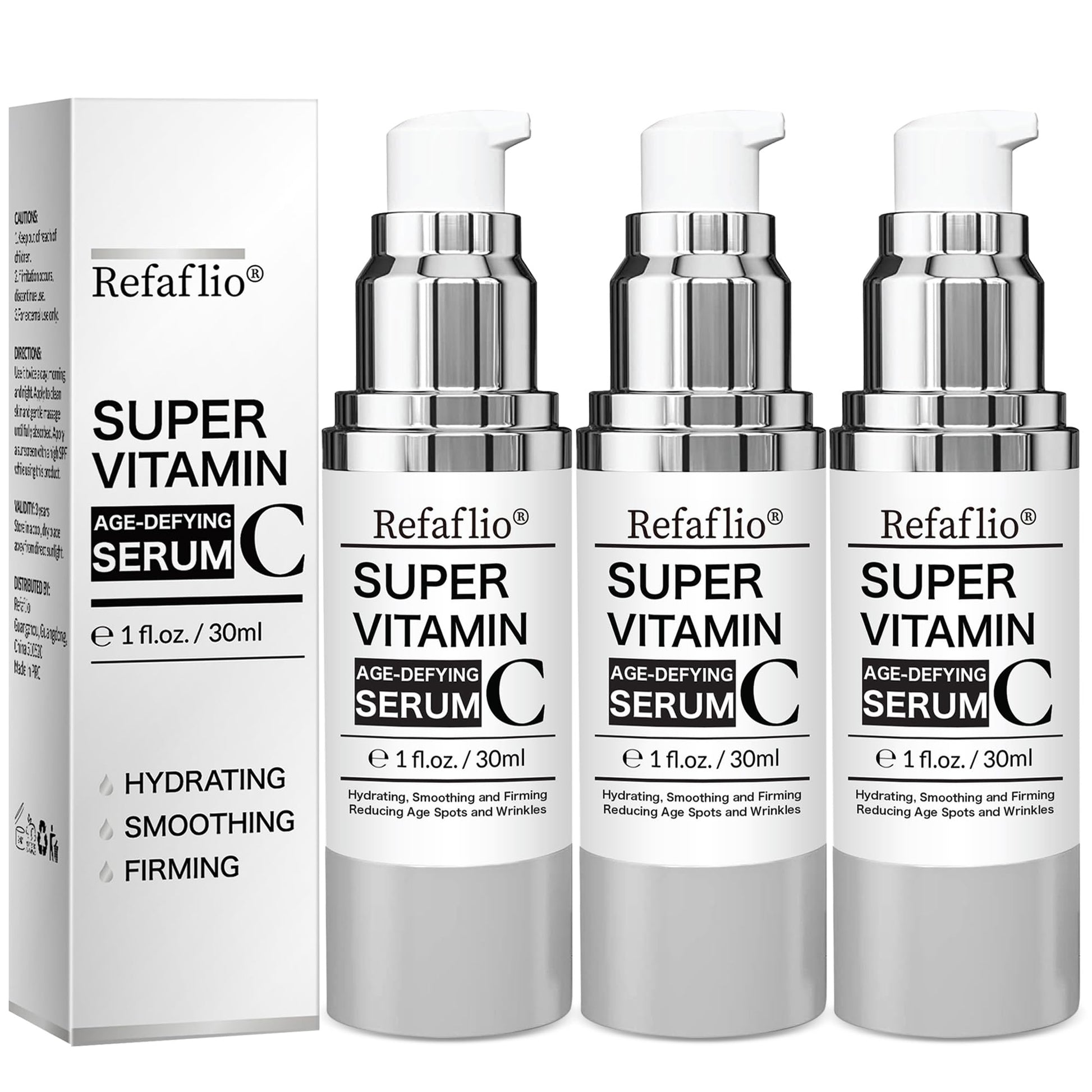 Super Vitamin C Serum for Women over 70, Rapid Anti Aging Cream, Face Lift Cream, Hydrates, Softens, Lifts and Firms, Fights Wrinkles, Advanced Super Serum C 3PCS. (90ml) Refaflio buy supplements canada