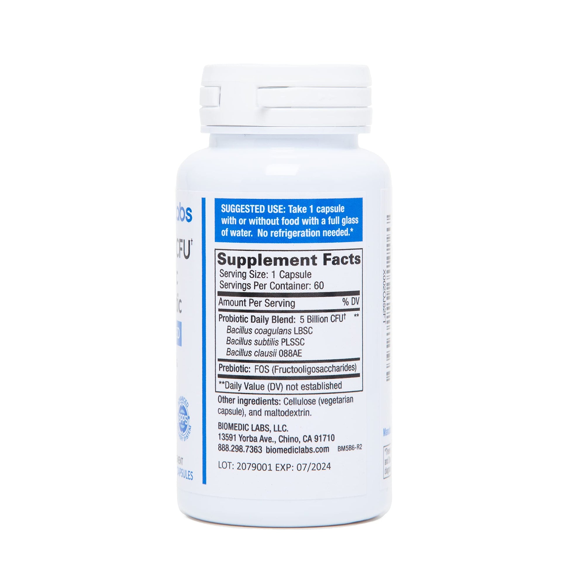 Probiotic Rx: 5 Billion CFU – Probiotic + Prebiotic - Spore-Based – 60-Day Supply - SBO - Supports Immune & Gut Health - Soil-Based Organisms - No Refrigeration Required Biomedic Labs RX buy supplements canada