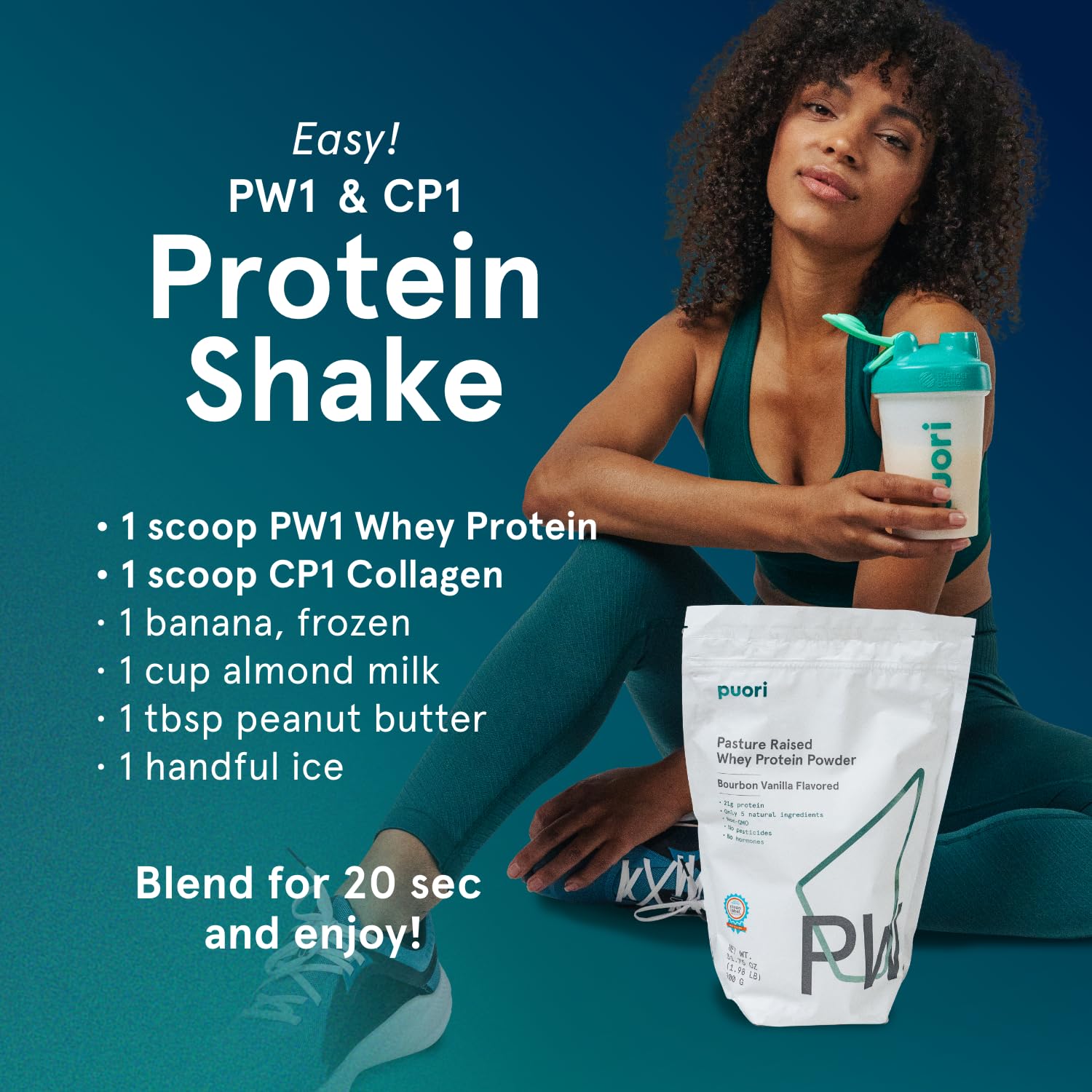 Puori Whey Protein Powder, Bourbon Vanilla - PW1 Pasture-Raised, Grass-Fed Whey Protein Powder Drink Mix containing BCAA Amino Acids - Post-Workout Supplement Puori buy supplements canada