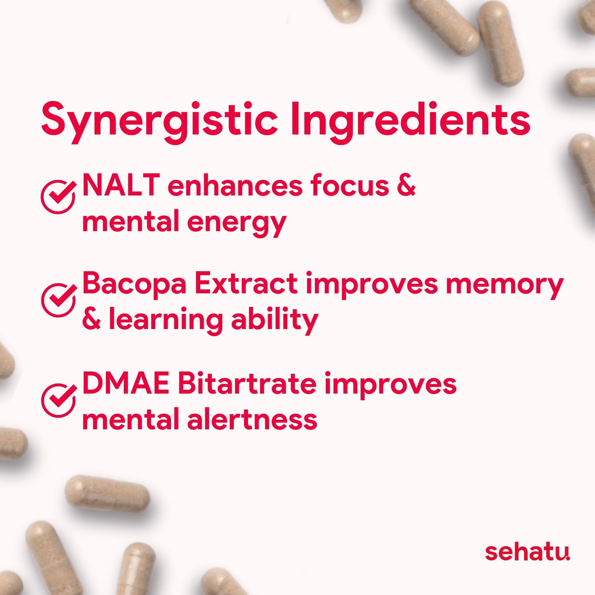 SEHATU Focus Plus Cognitive Performance Enhancer | with N-Acetyl L-Tyrosine, DMAE Bitartrate, GABA, Glutamic Acid | Boosts Focus, Enhances Memory, Supports Brain Health | 60 Count | 30 Day Supply SEHATU buy supplements canada