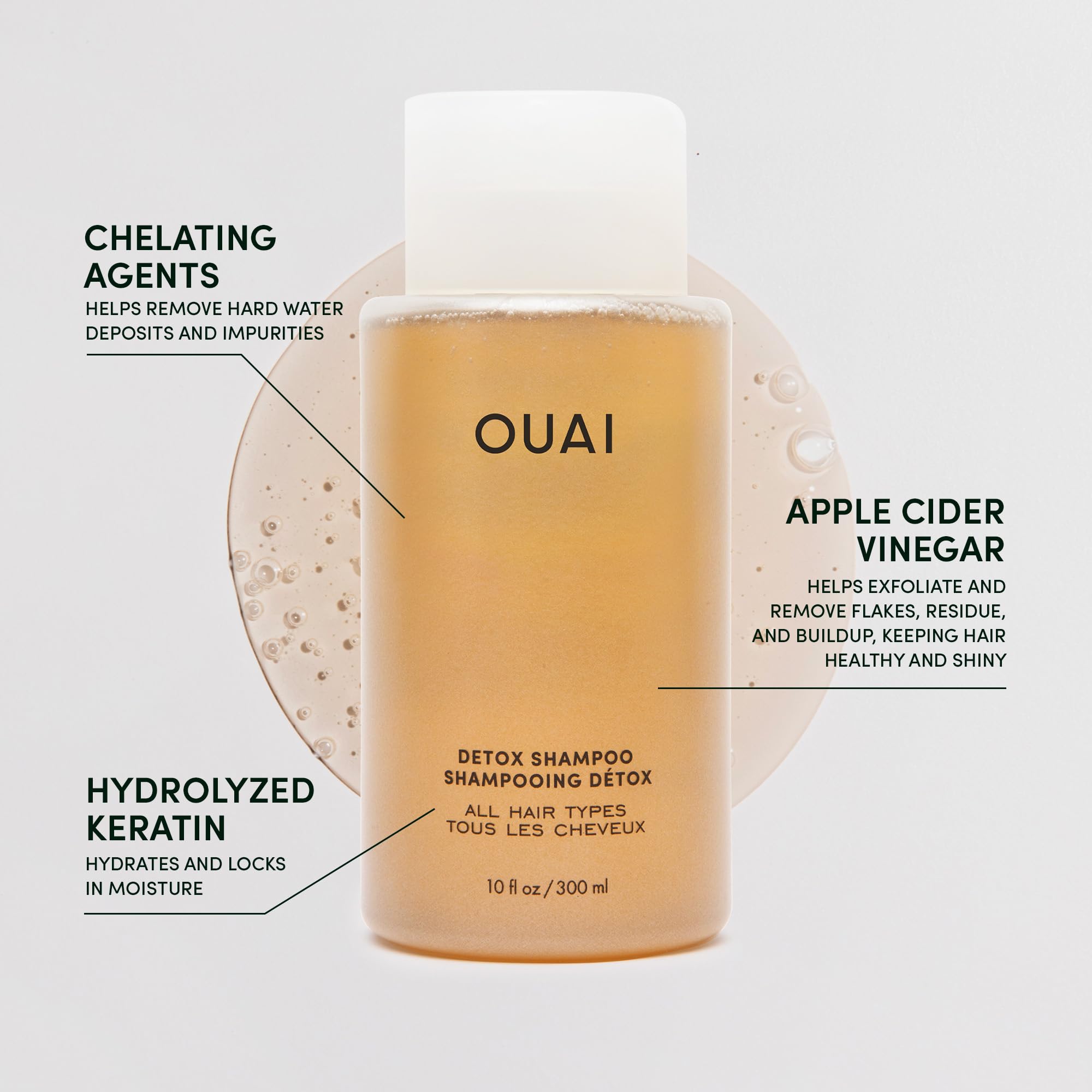 OUAI Detox Shampoo + Refill - Clarifying Shampoo for Build Up, Oil, Product & Hard Water - Apple Cider Vinegar & Keratin for Clean, Refreshed Hair - Sulfate Free Hair Care (2 Count, 10 Oz/32 Oz) OUAI buy supplements canada