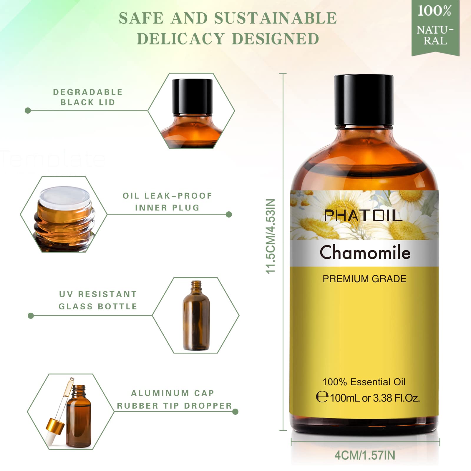 PHATOIL 100ML Chamomile Essential Oil - 3.38FL.OZ Essential Oils for Diffusers for Home PHATOIL buy supplements canada