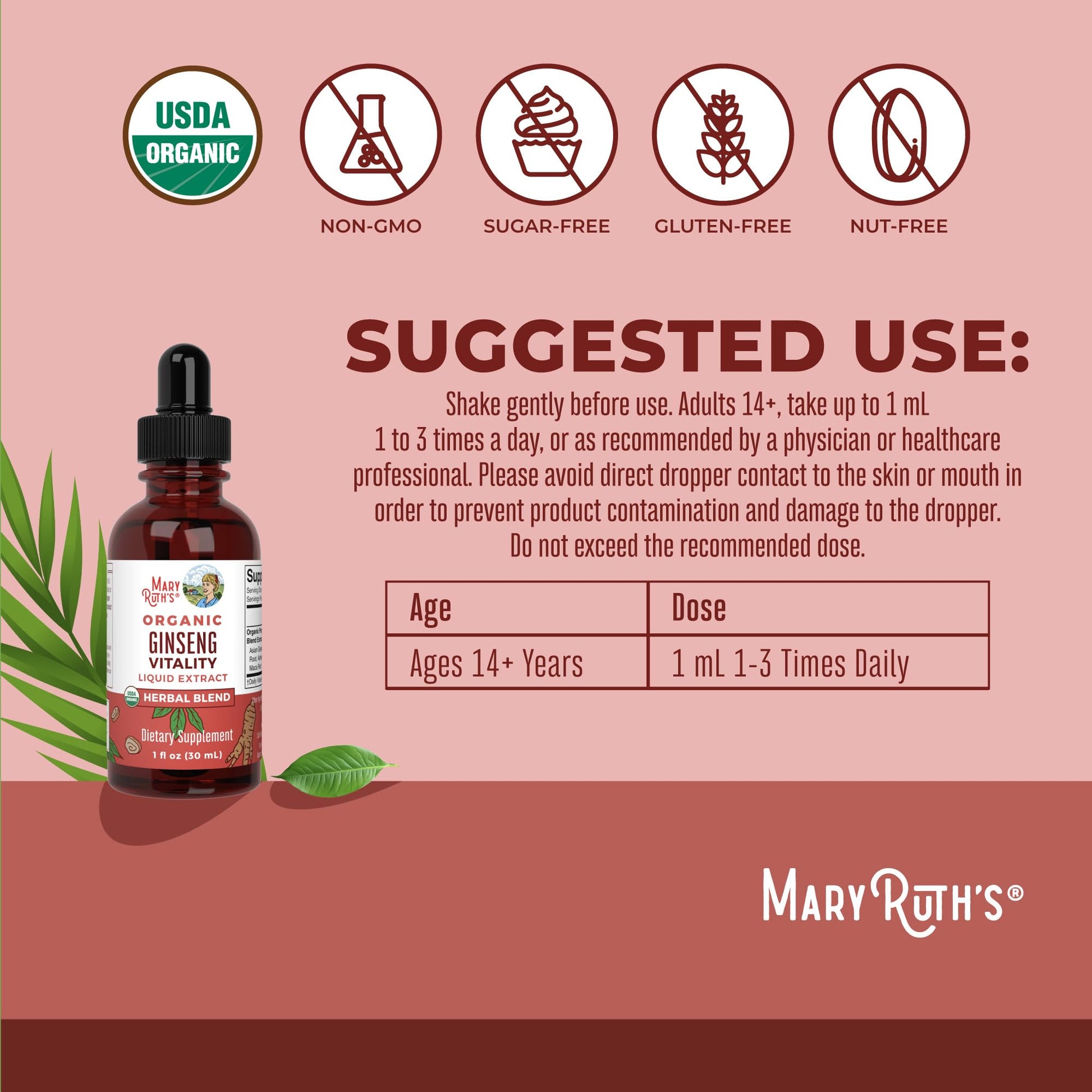 MaryRuth Organics Herbal Supplement for Brain Function | Boost Energy | Memory | Vitality USDA | Ginseng with Ashwagandha | Eleuthero and Maca Root Extract | 1 Fl Oz MARYRUTH'S buy supplements canada