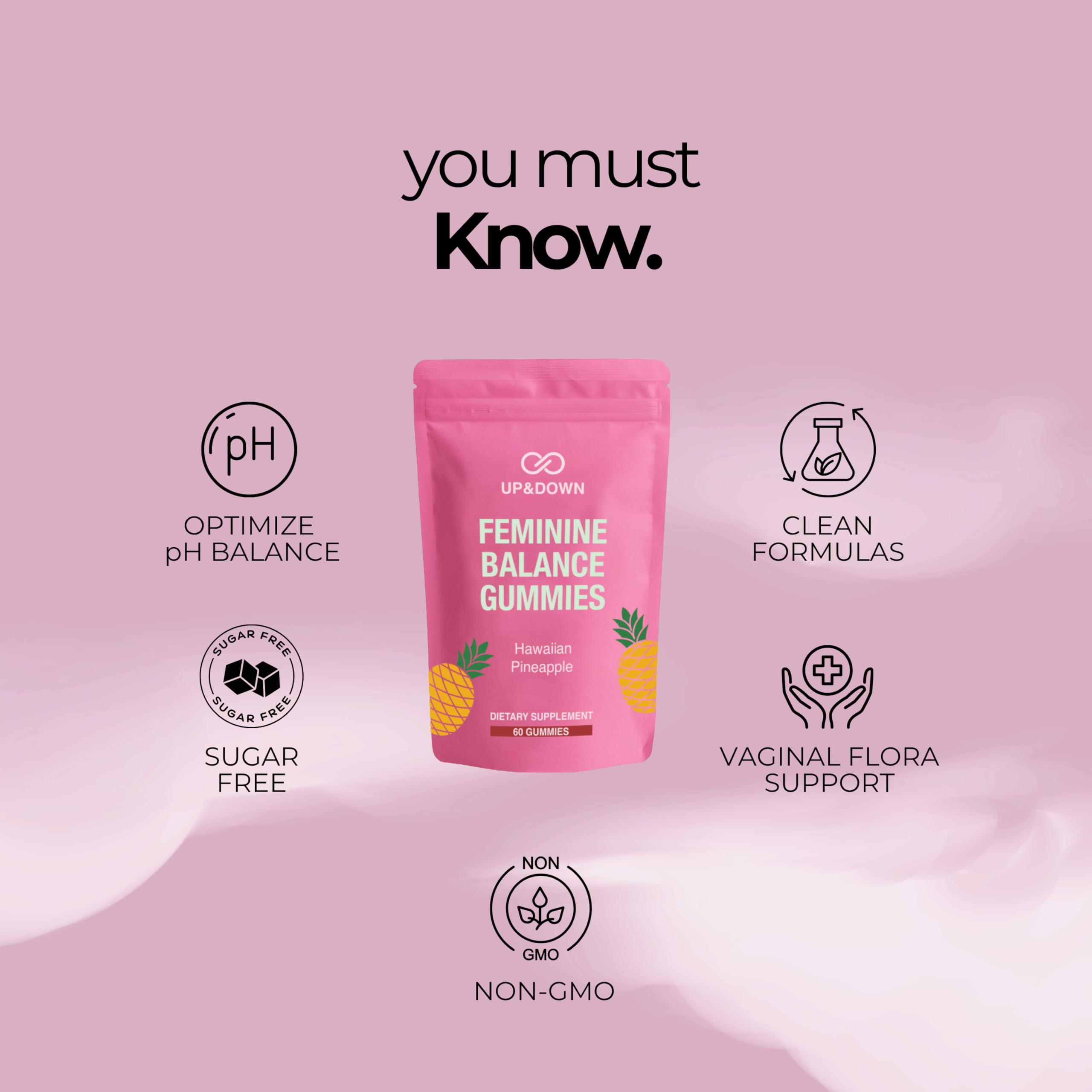 Up&Down Supplements Premium Feminine Balance Gummies for Women | PMS Relief, Mood & Cycle Support | Pineapple + Vitamin C | Ashwagandha & Chasteberry | Vegan, Non-GMO, Gluten Free | 60 Gummies Up&Down Supplements buy supplements canada