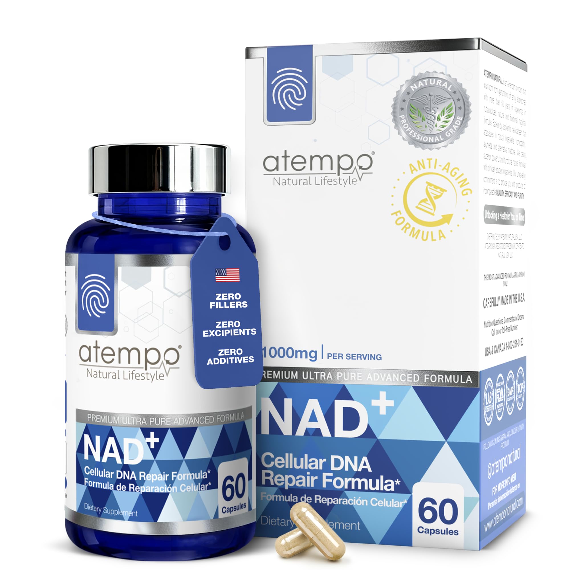 NAD+ Supplement 1000 mg High Absorption – Supports Energy, Cellular Health, Brain Function, and Healthy Aging – Pure NAD Formula with 60 Capsules ATEMPO NATURAL LIFESTYLE buy supplements canada