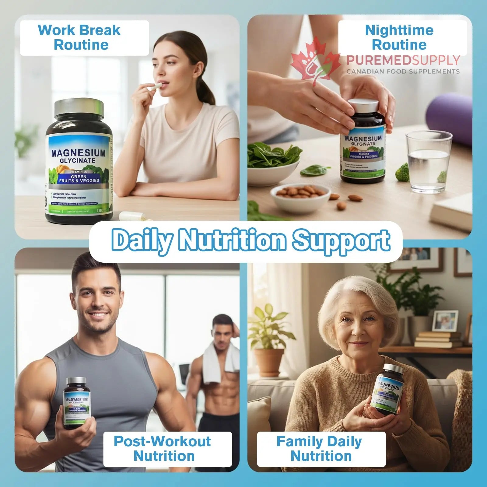 Magnesium Glycinate 500mg with Vitamin D3 – High Absorption Magnesium Supplement with Veggies Design – Supports Bone & Muscle Function and Energy – Non-GMO, Gluten-Free – 120 Veg Capsules FrexNutri buy supplements canada