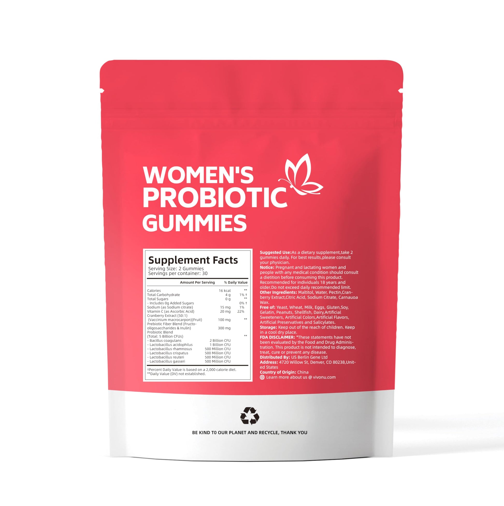 VivoNu Viginal Probiotics for Women, Women Probiotic Gummies, Feminine Balance Gummies, Prebiotic Gummy, Cranberry Probiotics for Woman Vaginigal Health, Yeast Ph Balance| 60 Gummies VivoNu buy supplements canada