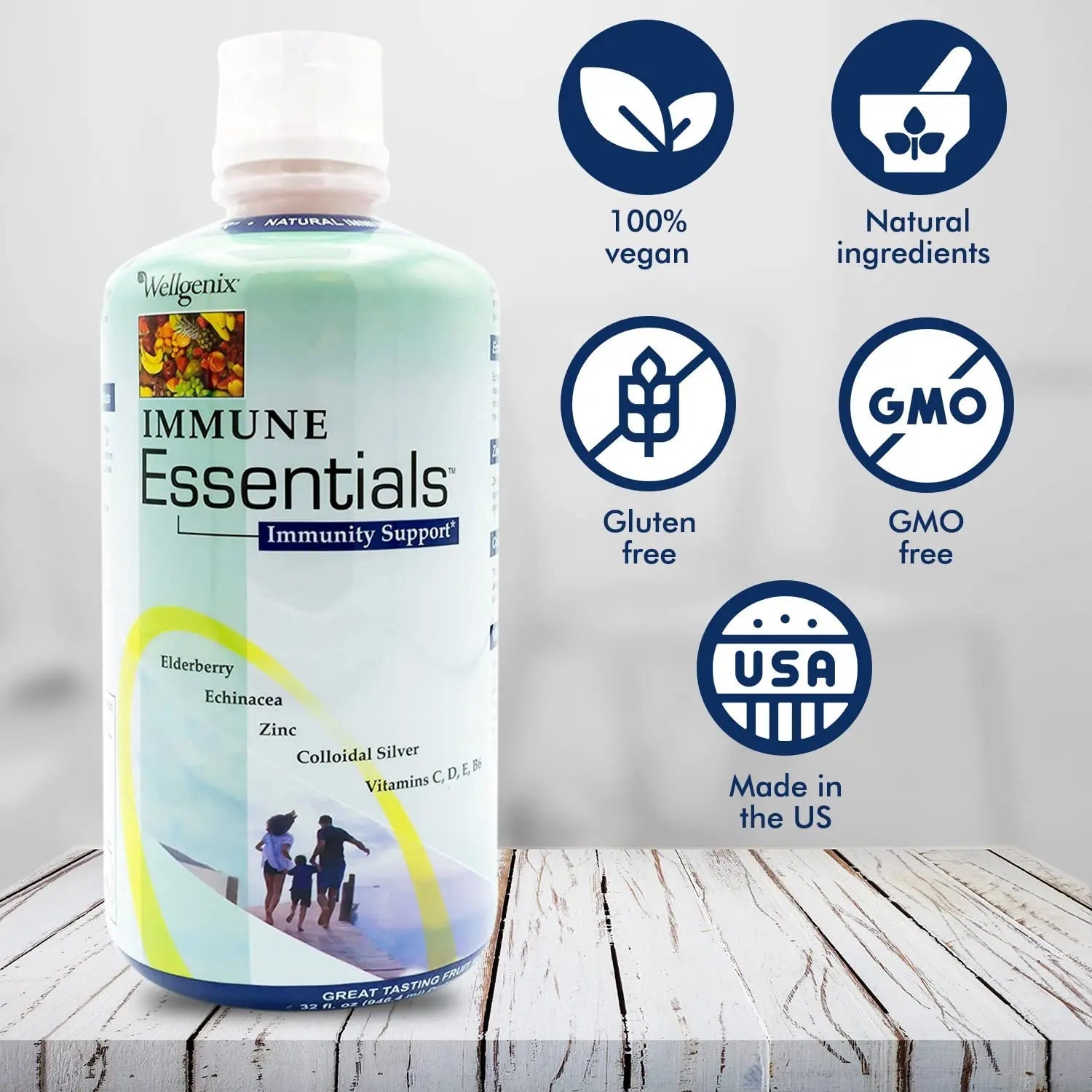 Wellgenix Immune Essentials - Multivitamin Liquid for Men, Women & Kids - Vegan Supplement with Vitamins C, D Elderberry Zinc Wellgenix buy supplements canada
