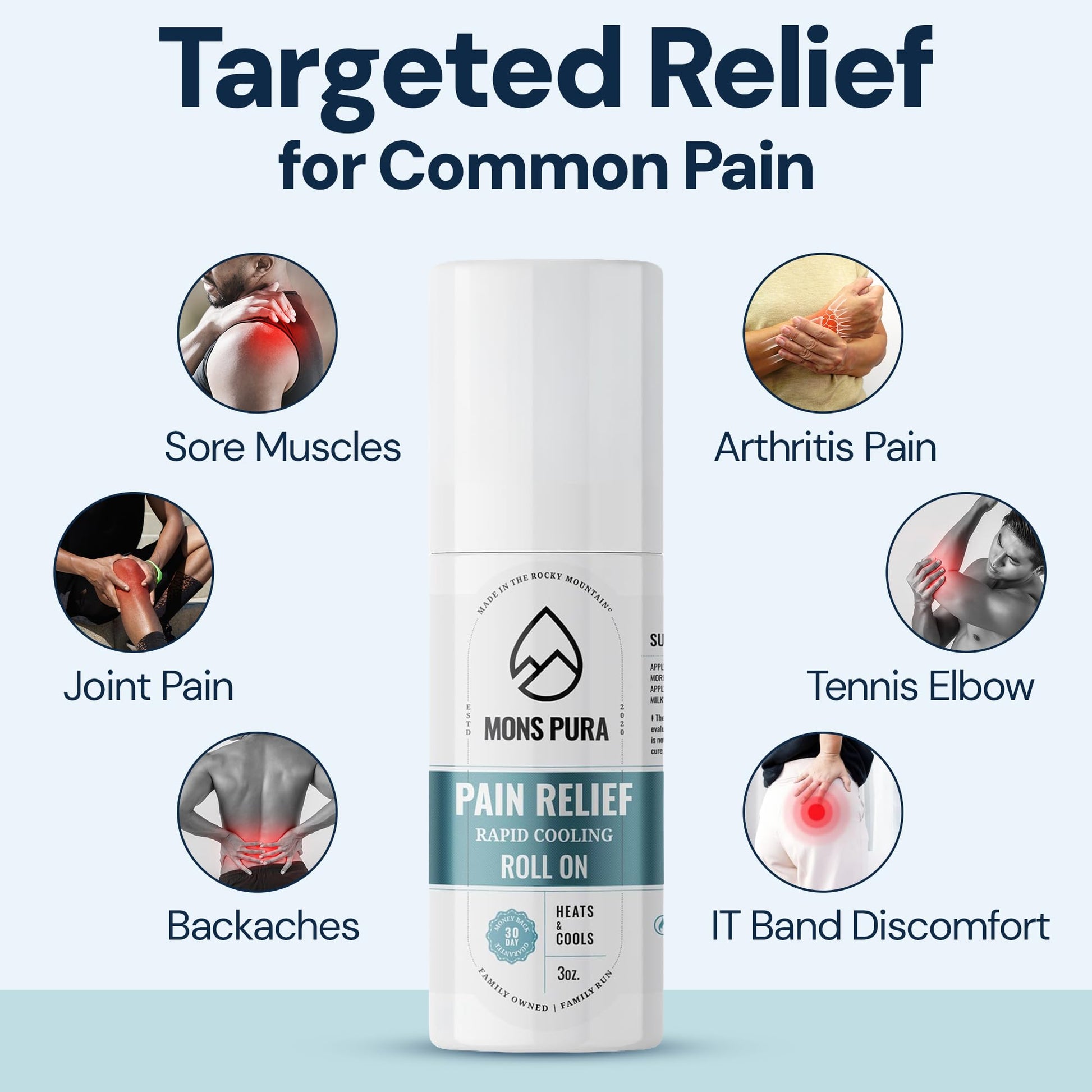 Mons Pura Roll On Pain Relief with Menthol, Arnica, Rosemary & Essential Oils - Extra Strength Arnica Roll On Fast Cooling Muscle & Joint Relief for Arthritis, Back Pain & Sciatica (3oz) Mons Pura buy supplements canada