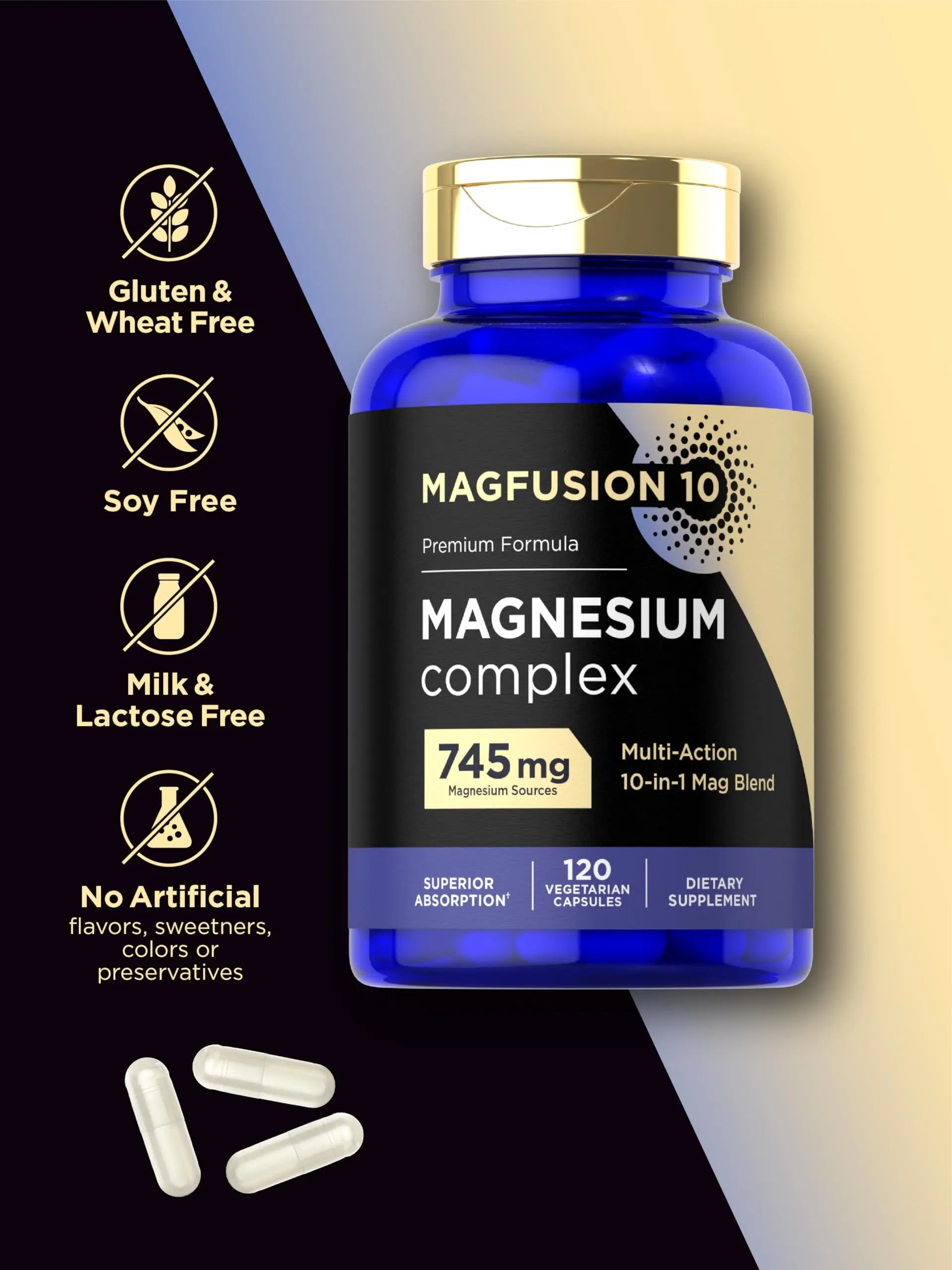 Magfusion-10 Magnesium Complex Supplement 745mg | 120 Capsules | 10 in 1 Blend | Vegetarian, Non-GMO, Gluten Free Magfusion-10 buy supplements canada