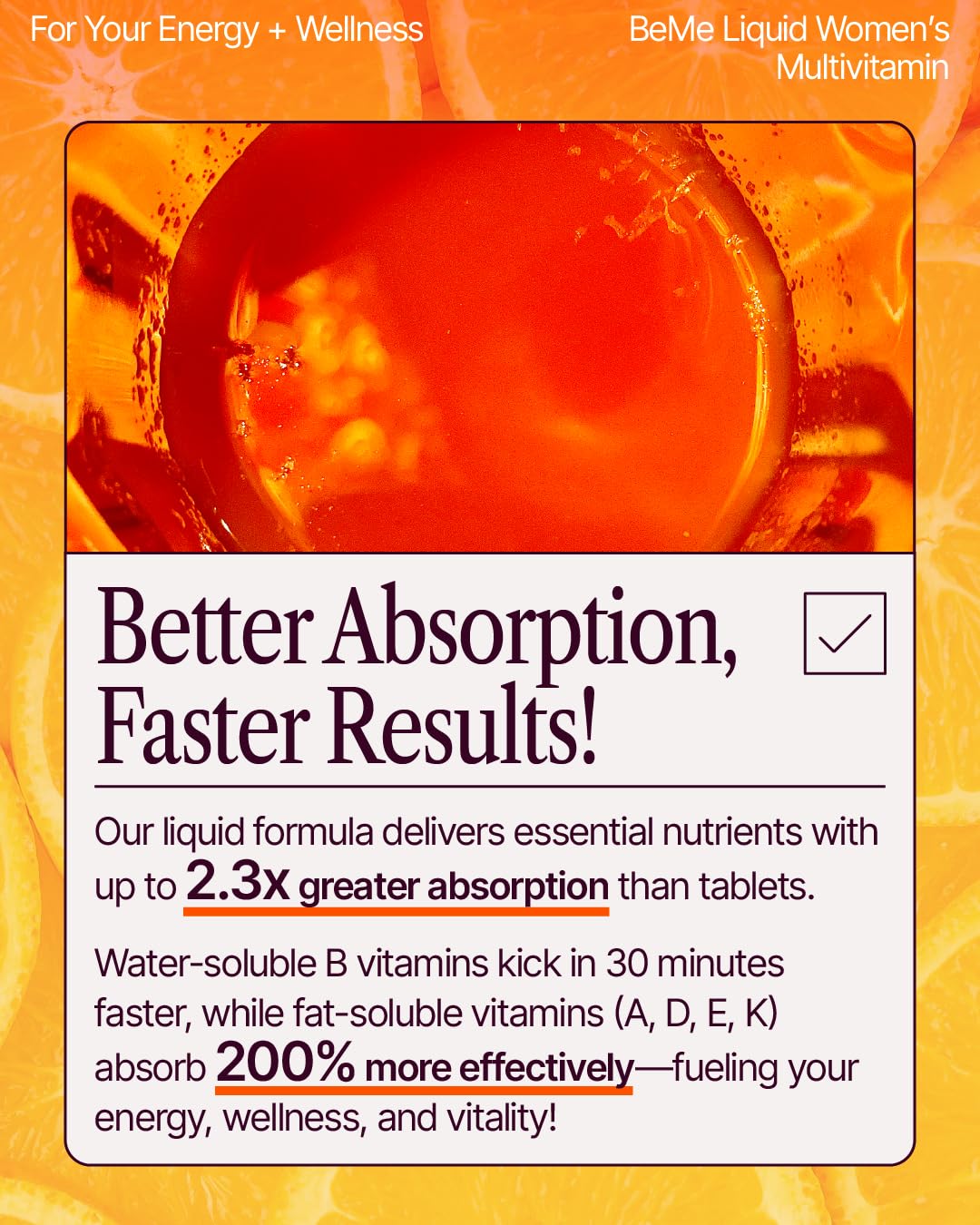 BeMe Liquid Multivitamins for Women - Advanced Liquid Delivery System with 13 Vitamins & Minerals - Tear & Go Sachets, Non-GMO, Orange Flavor (15 Sachets) BeMe buy supplements canada