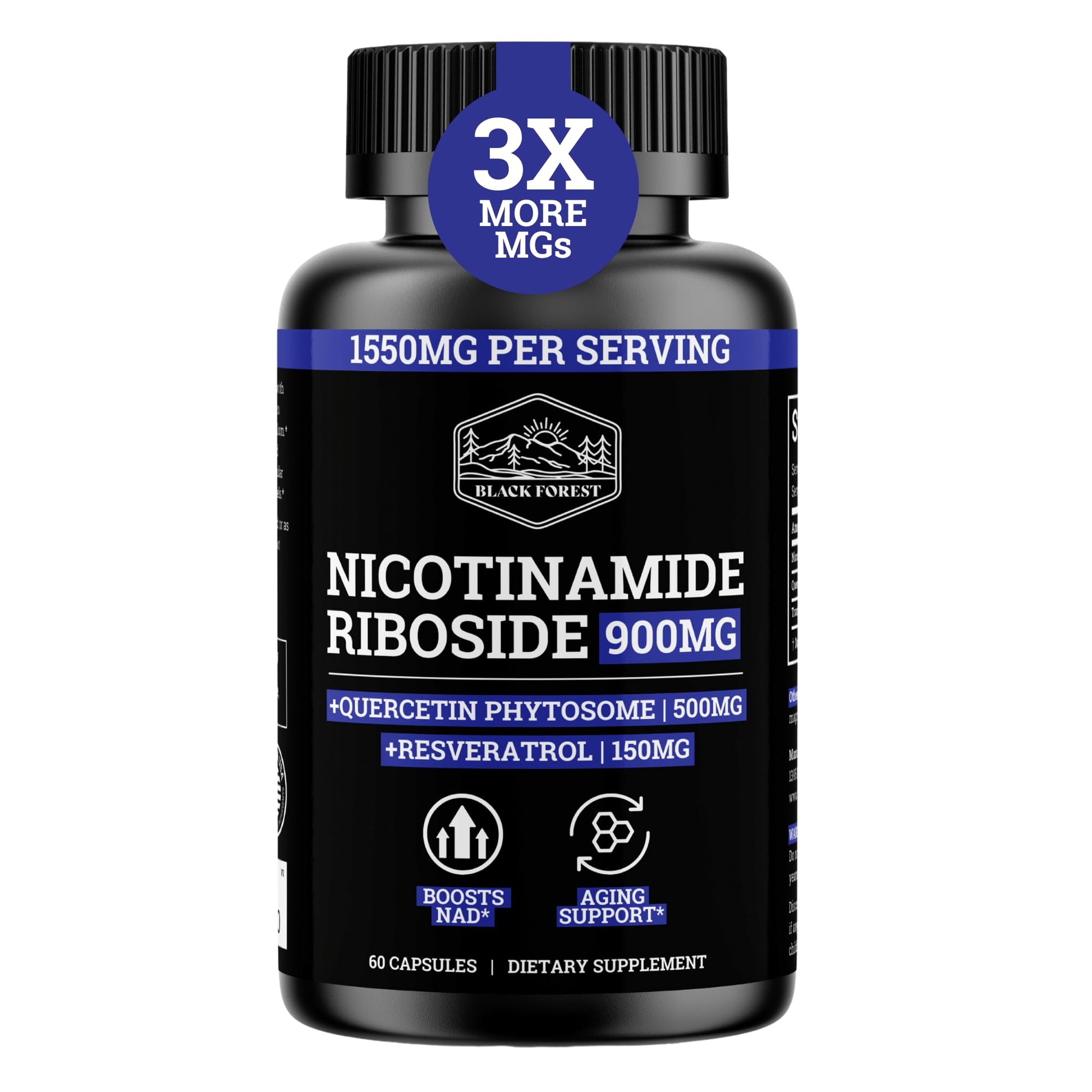Black Forest NAD Nicotinamide Riboside 900 mg (Liposomal Nicotinamide Riboside 900mg Resveratrol, Quercetin 500mg & 150mg of NAD Resveratrol Supplement) 1550 MGS NR Supplement 900mg NAD+ Black Forest buy supplements canada