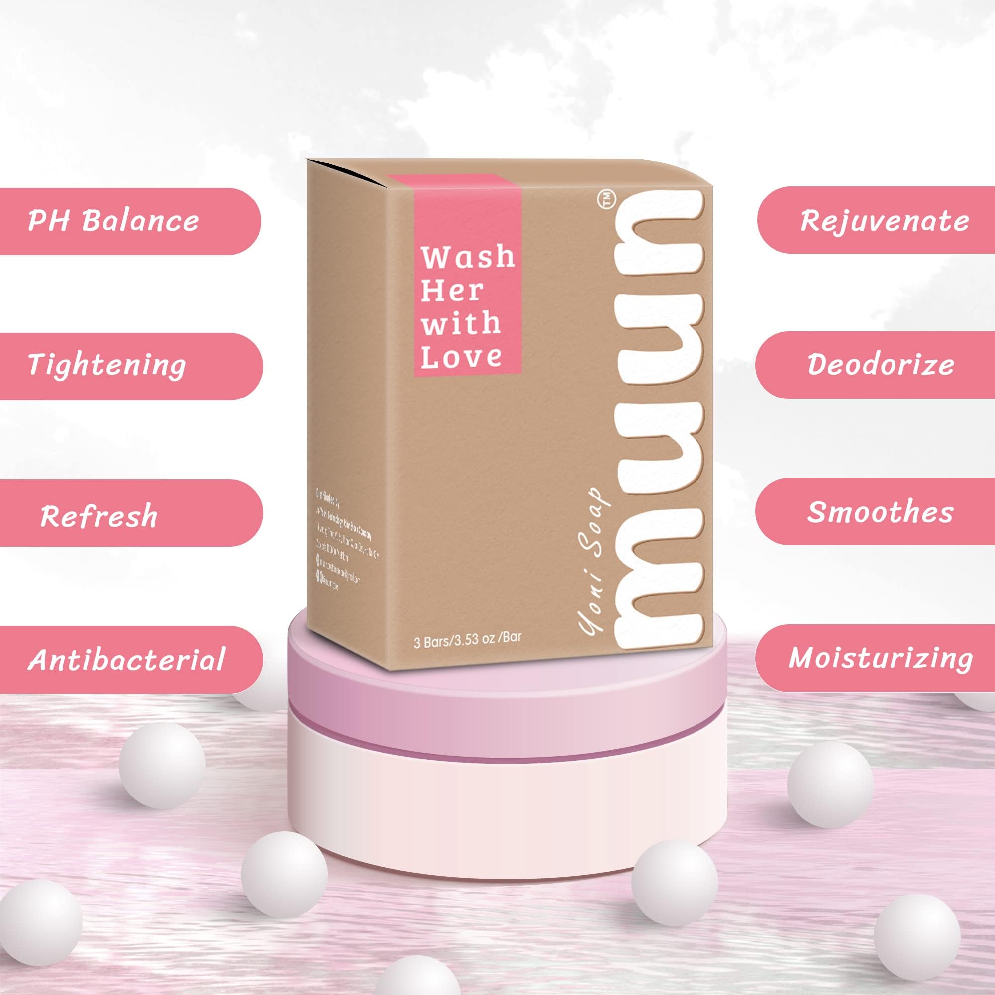 Muun Yoni Soap Bar - Pack 3 Ph Balance Probiotics & Natural Ingredients - Gentle Cleansing Formula Muun buy supplements canada