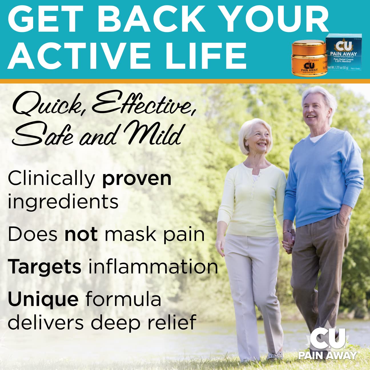 Arthritis Pain Relief Cream - C.U. Pain Away. Reduce Inflammation, Improve Mobility, Rapid Relief. Effective Muscle and Joint Pain Relief. All-Natural Ingredients. C.U. Pain Away buy supplements canada