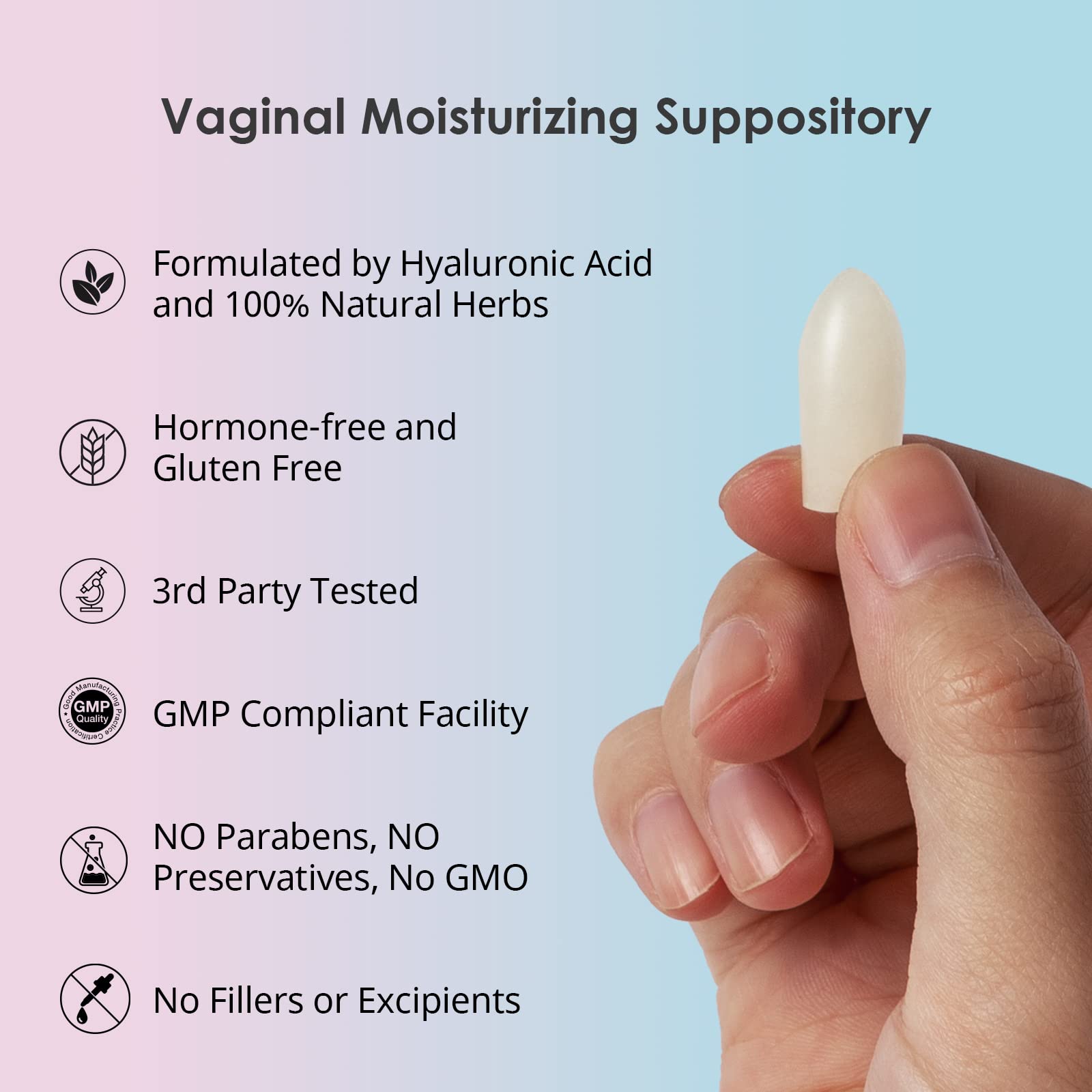 Intimate Moisturizer, Vaginal Suppository for Dryness & Discomfort, Feminine Long Lasting Hydration Support with Hyaluronic Acid and Natural Herbs - PH Balance, Estrogen and Drug Free (24 Inserts) vetrue buy supplements canada