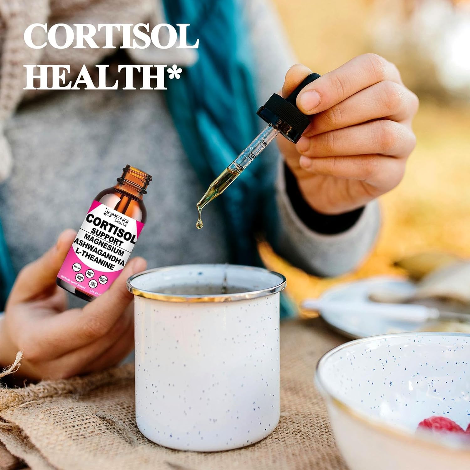 Cortisol Supplement Liquid Drops, 17-in-1 Cortisol Reducer w. Ksm-66 Ashwagandha Theanine Rhodiola Rosea Magnesium Phosphatidylserine, Hormone Balanced & Lower Cortisol for Women Calm* Relaxation AMENQ hHEALTH buy supplements canada